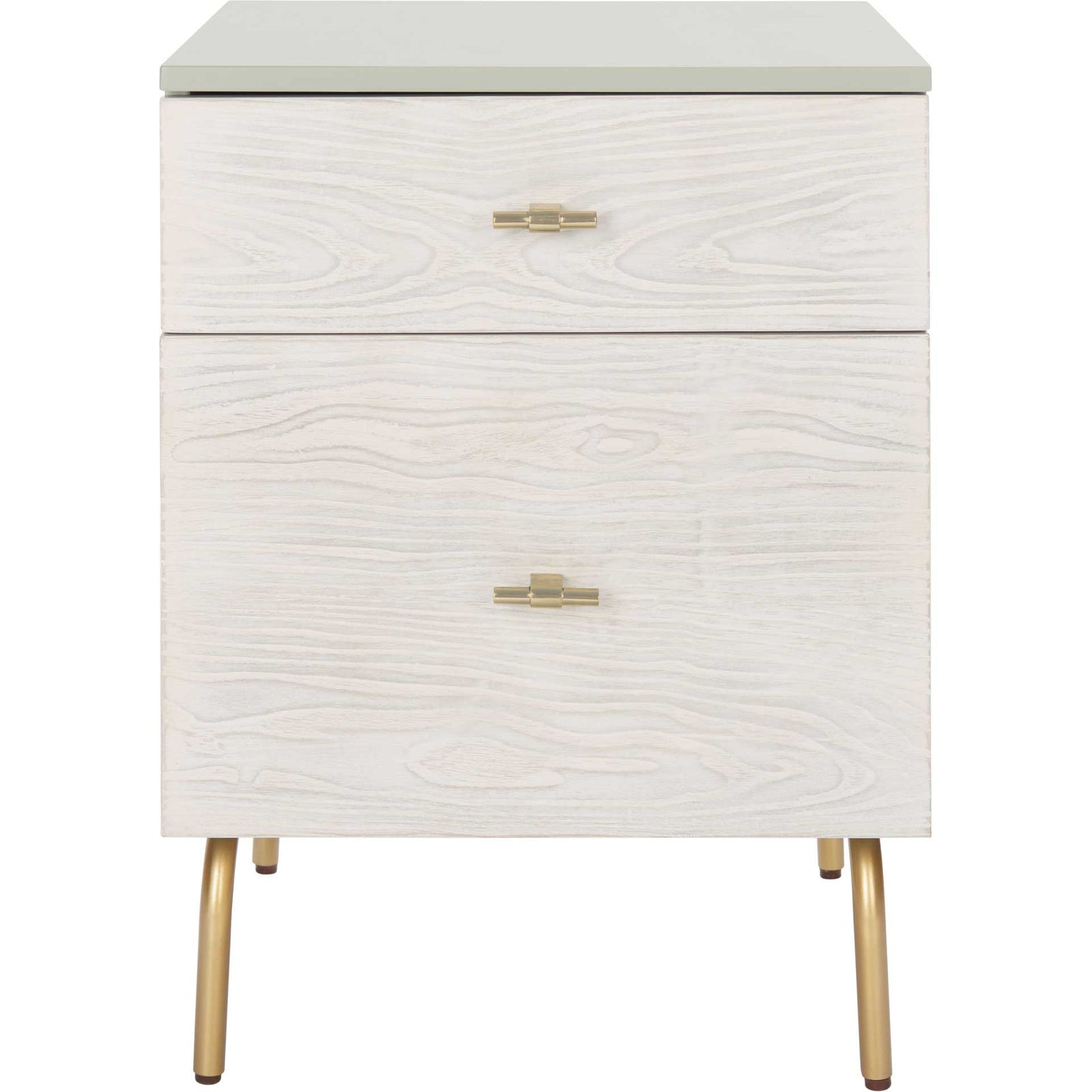 Gemma 2 Drawer Nightstand Gray/White Washed