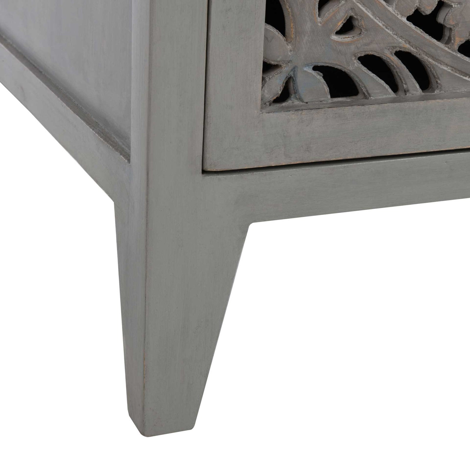 Thames 1 Door Carved Nightstand Gray Walnut