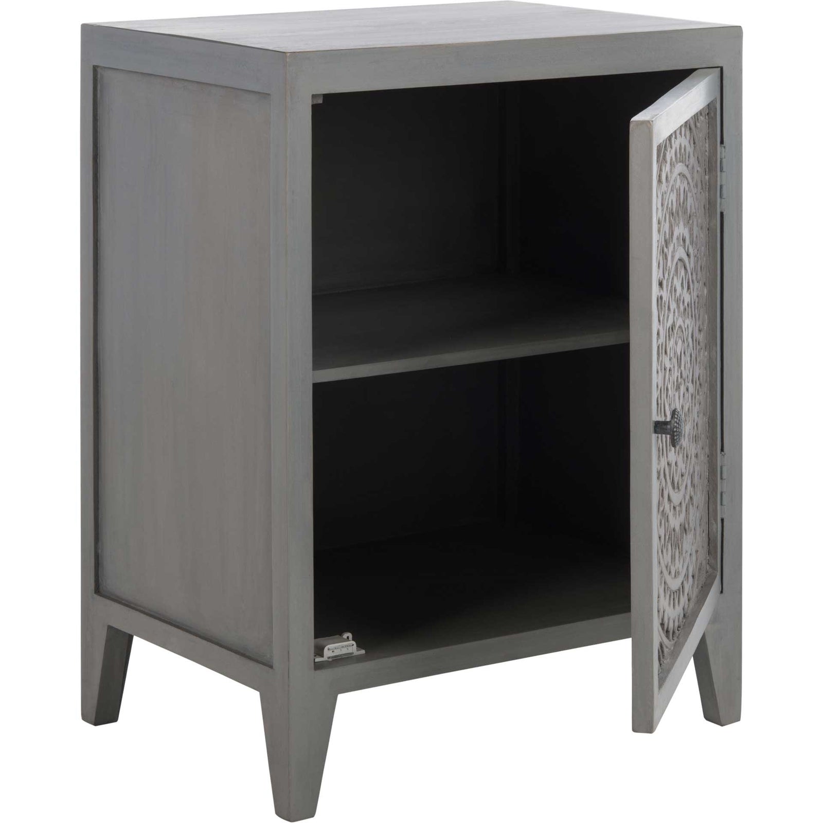 Thames 1 Door Carved Nightstand Gray Walnut