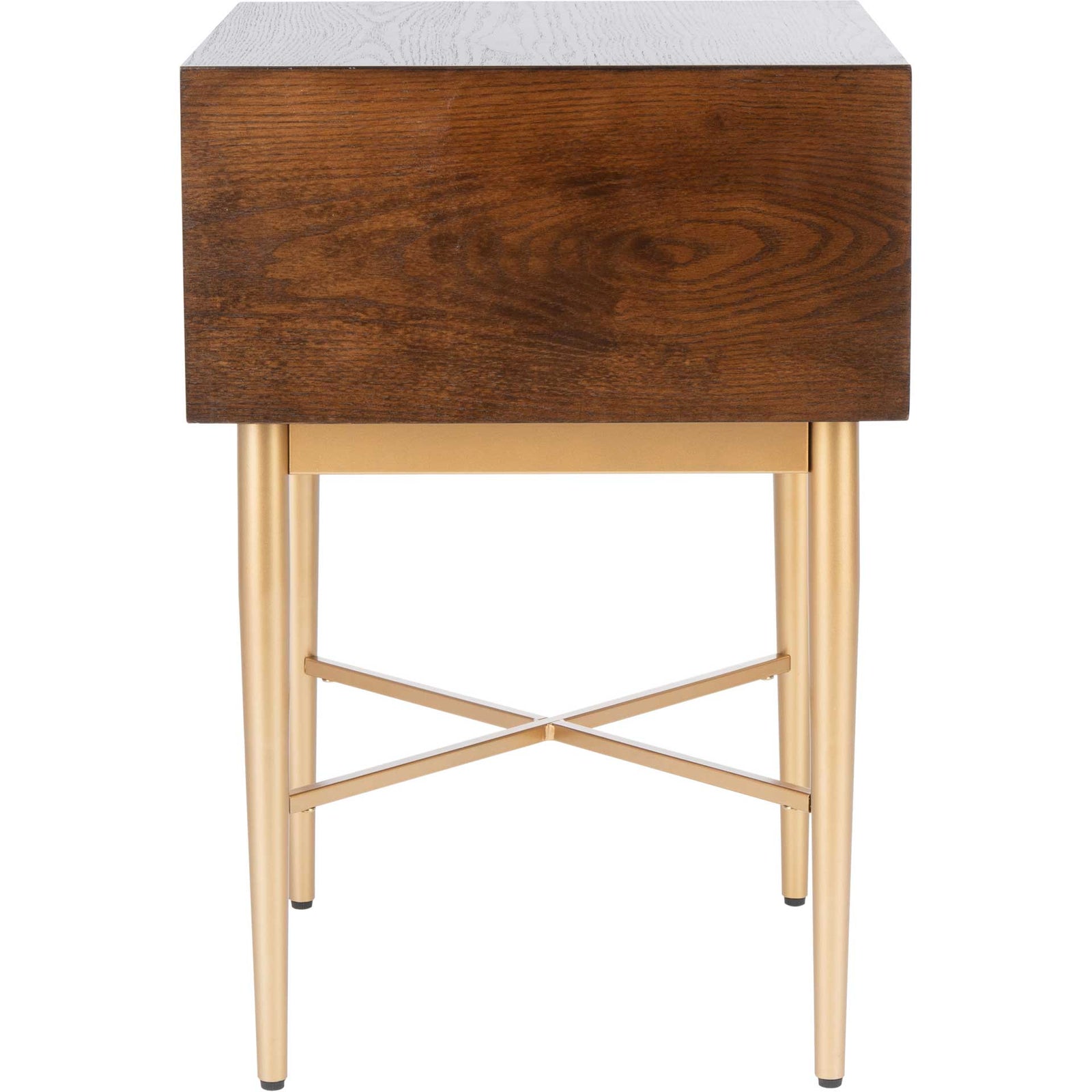 Pin One Drawer Nightstand Walnut/Gold