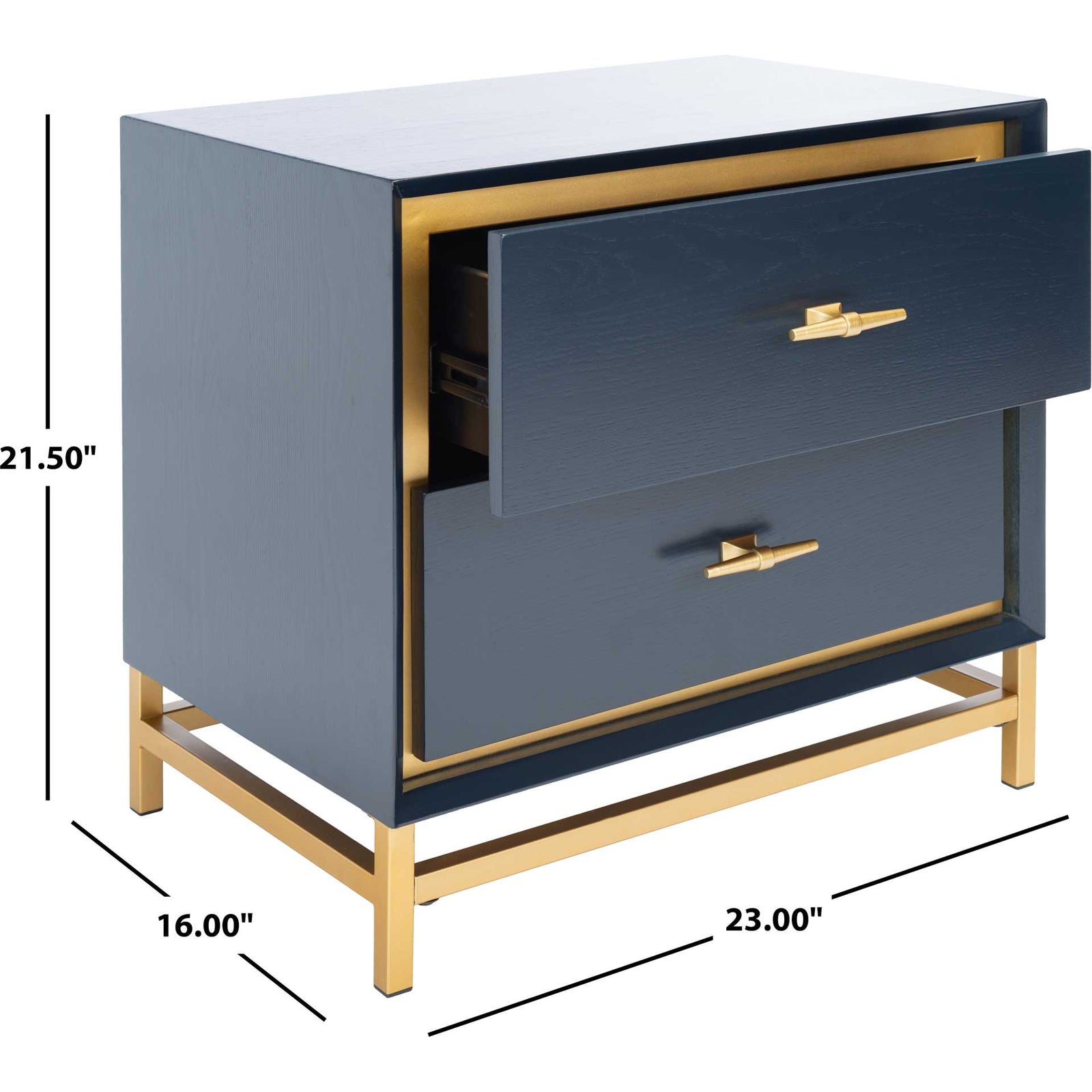 Femi 2 Drawer Nightstand Teal/Brass