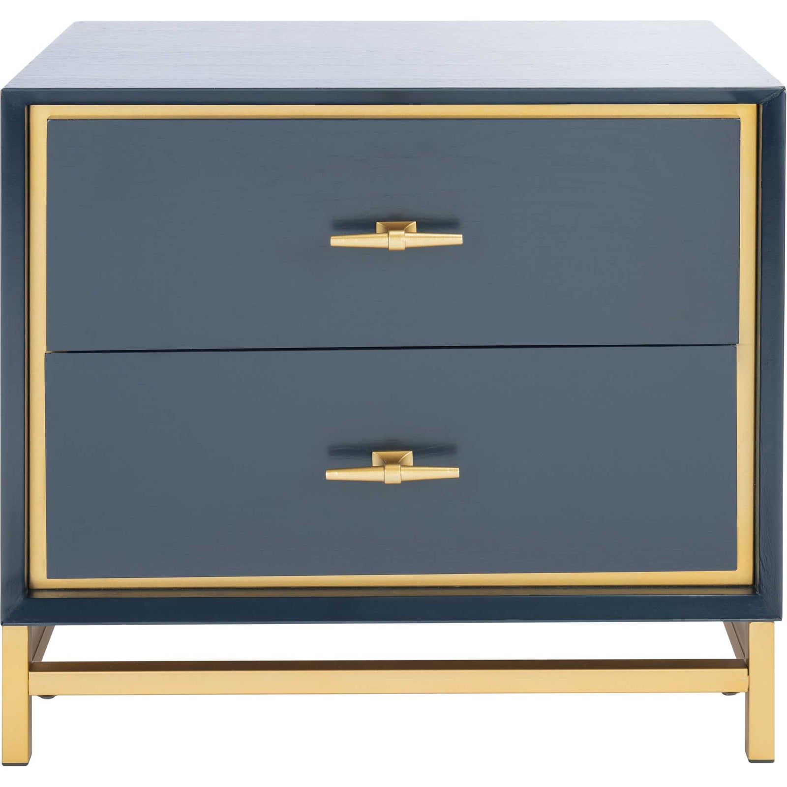 Femi 2 Drawer Nightstand Teal/Brass