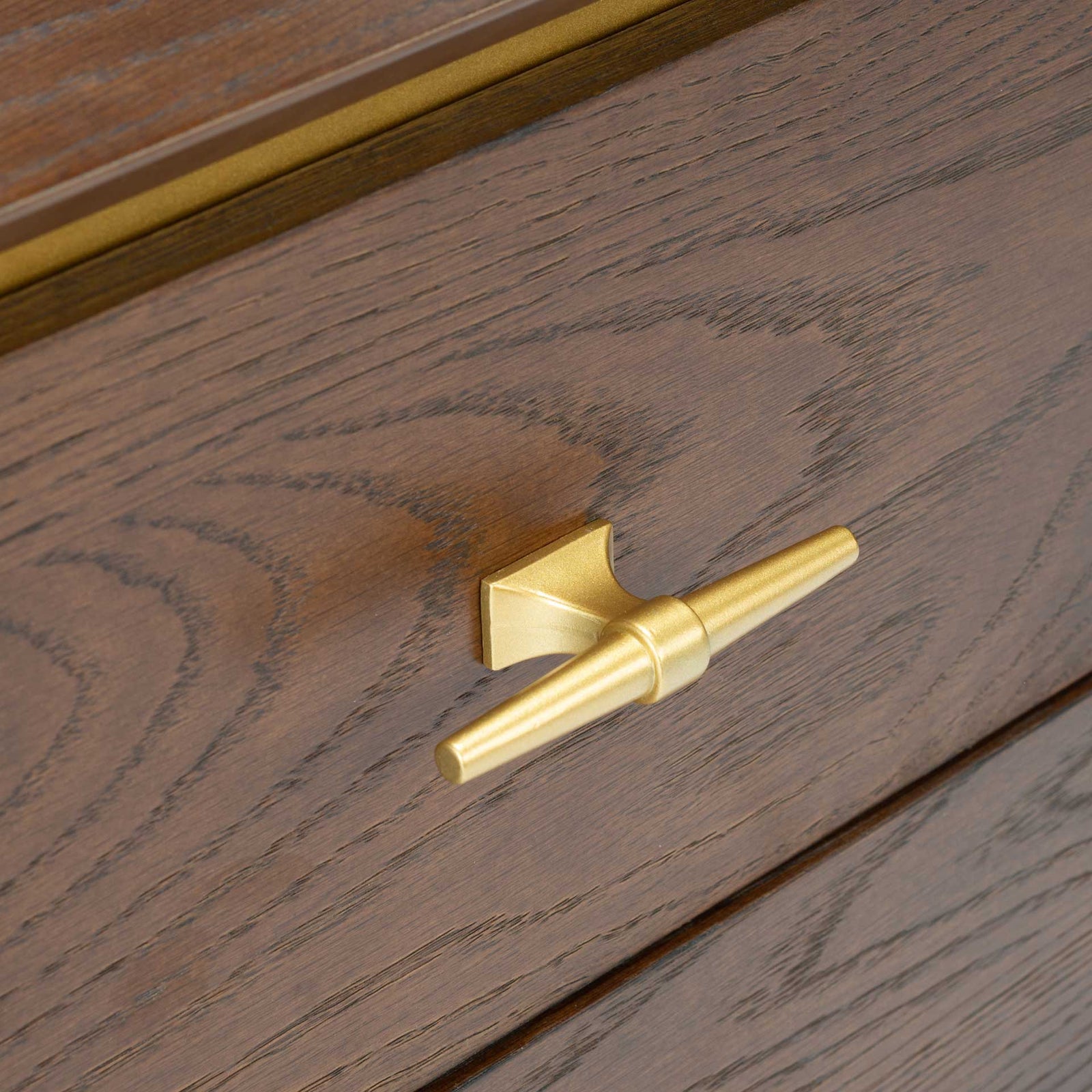 Femi 2 Drawer Nightstand Walnut/Brass