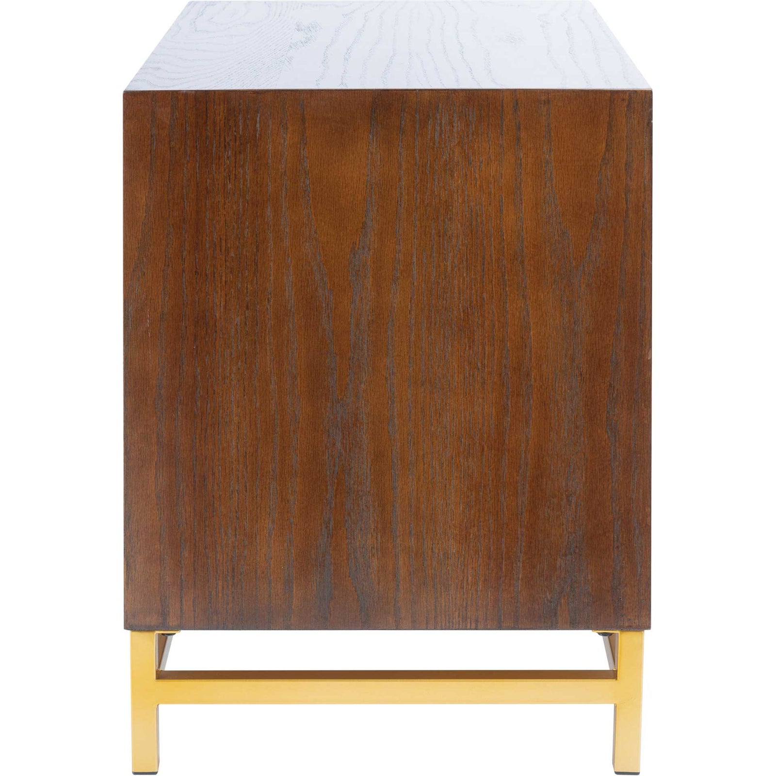 Femi 2 Drawer Nightstand Walnut/Brass