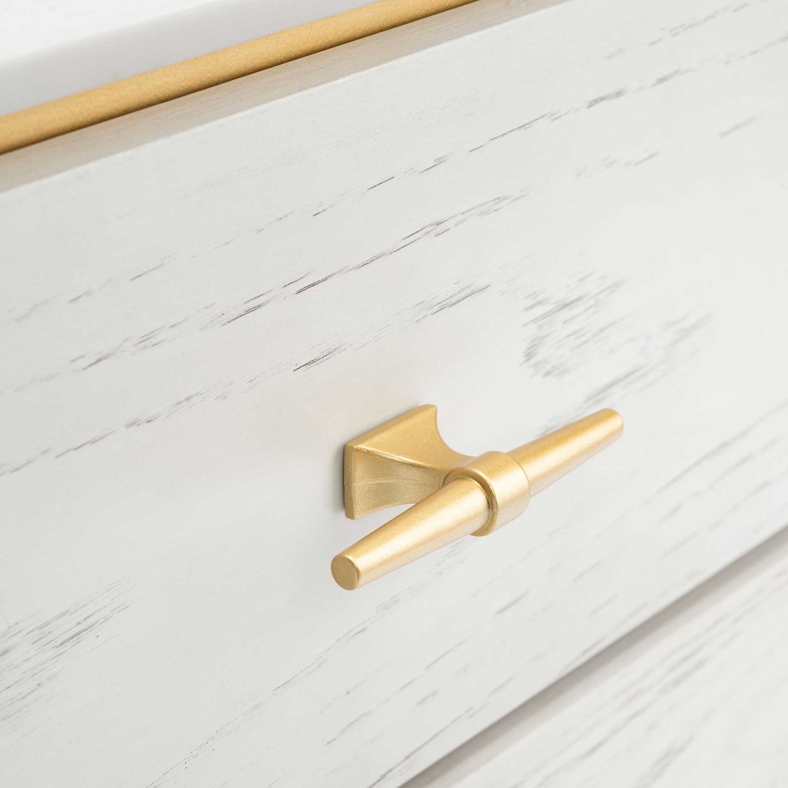 Femi 2 Drawer Nightstand White Washed/Brass