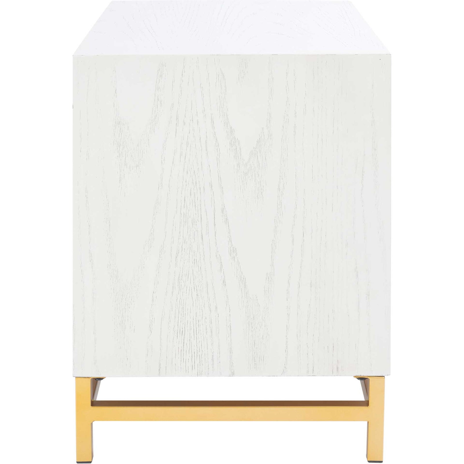 Femi 2 Drawer Nightstand White Washed/Brass
