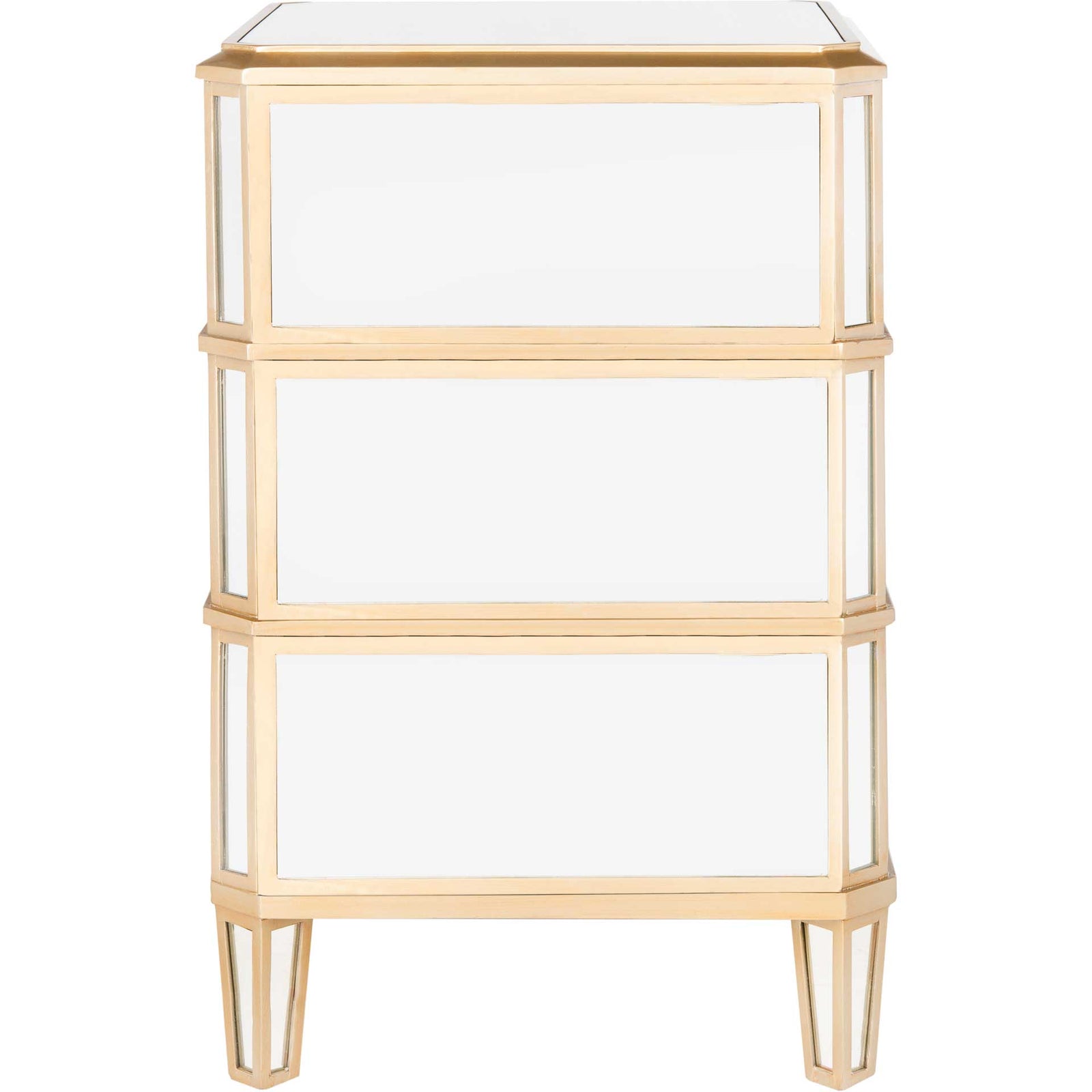 Gino 3 Drawer Mirrored Nightstand Mirror