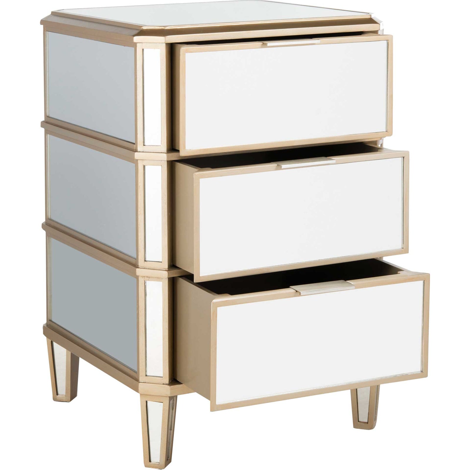 Gino 3 Drawer Mirrored Nightstand Mirror