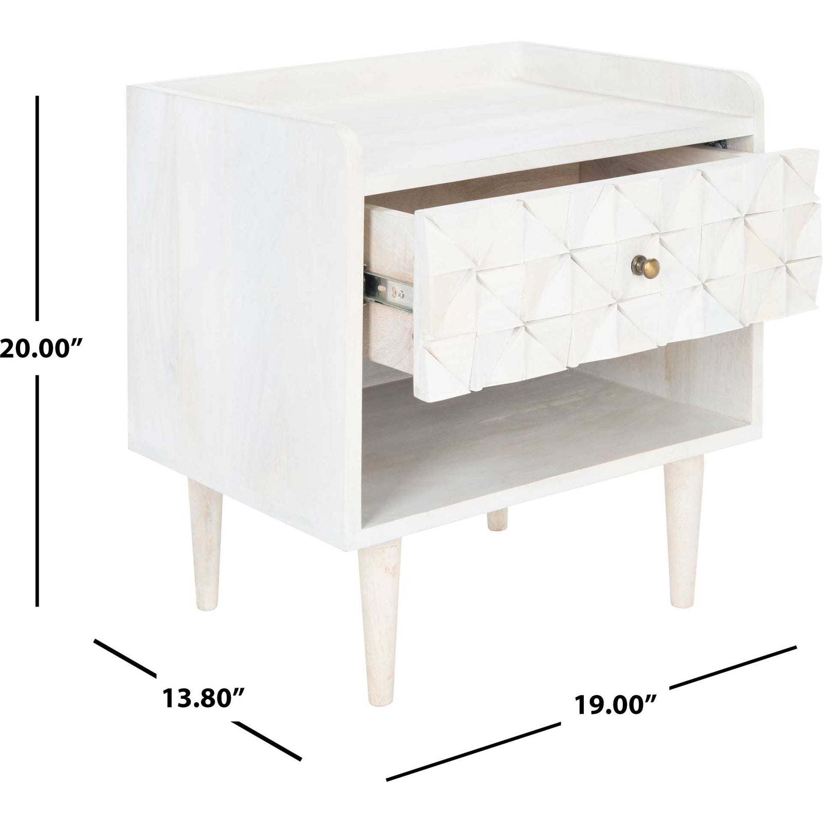 Zion Nightstand White Wash/Brass