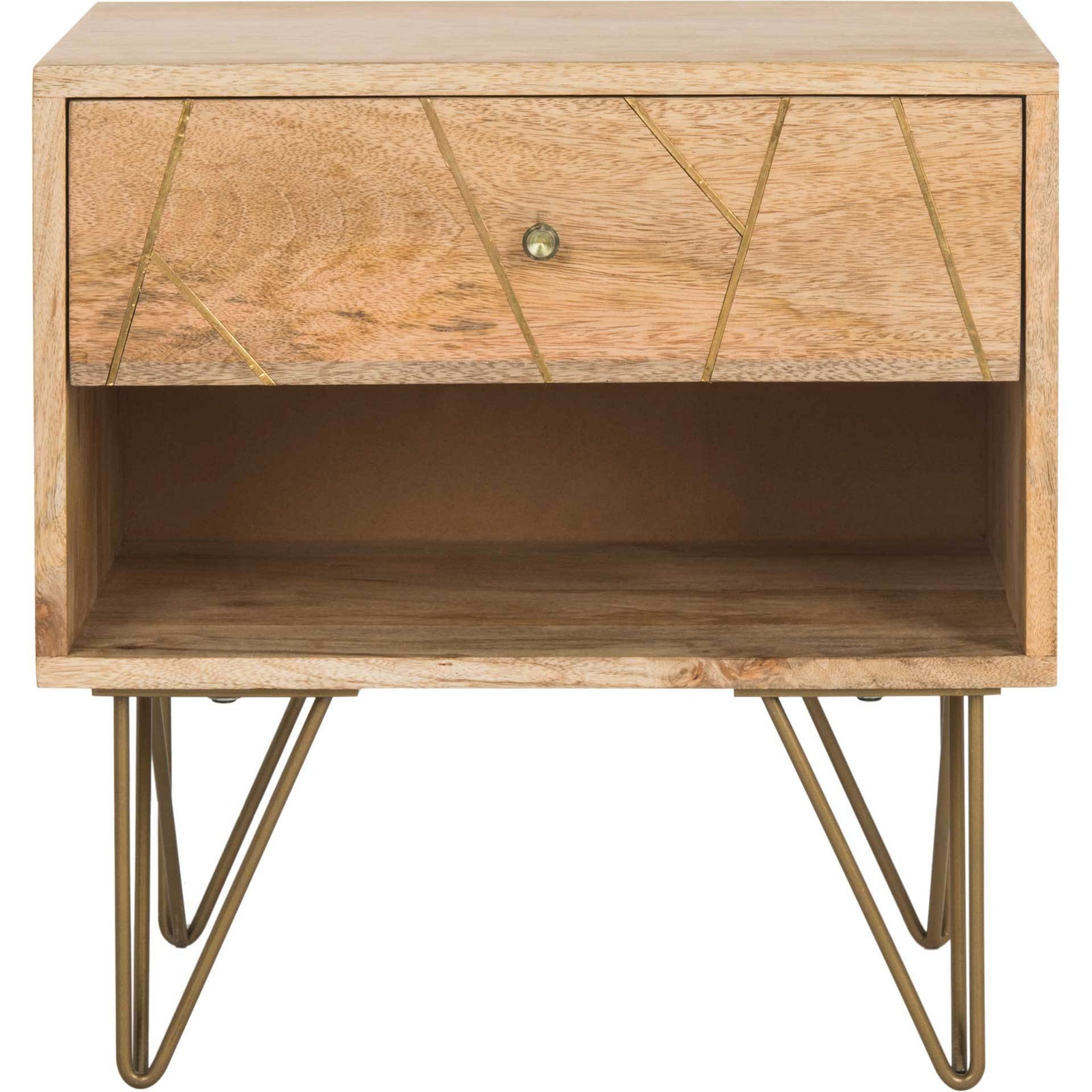Macey Nightstand Natural/Brass