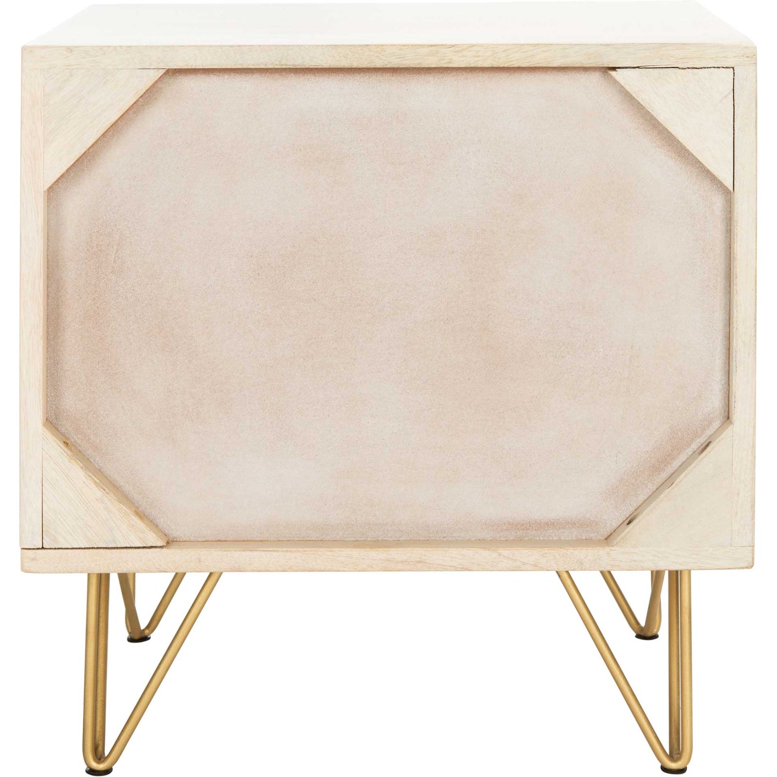Macey Nightstand White Wash/Brass