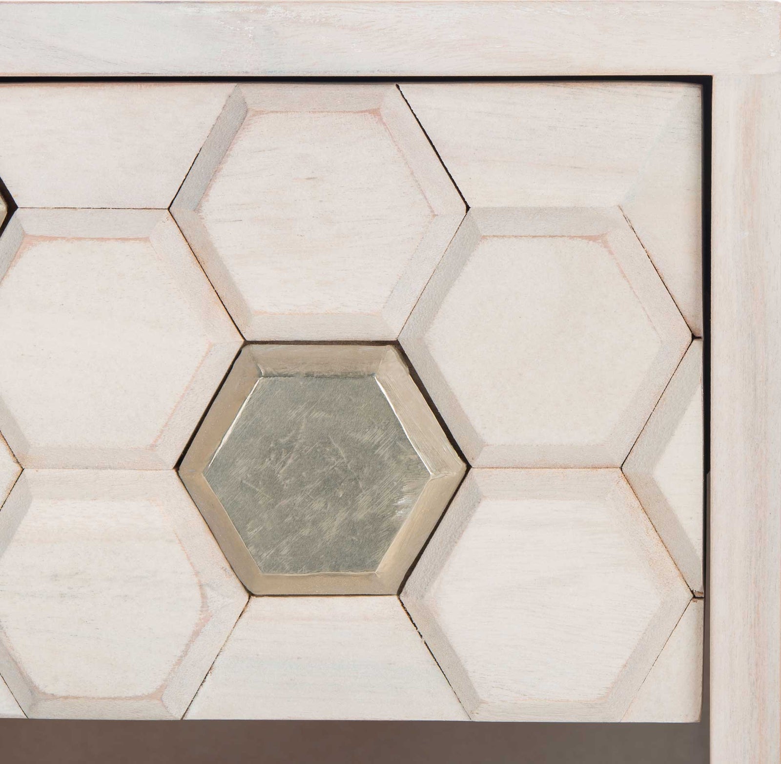 Ray Nightstand White Wash/Silver