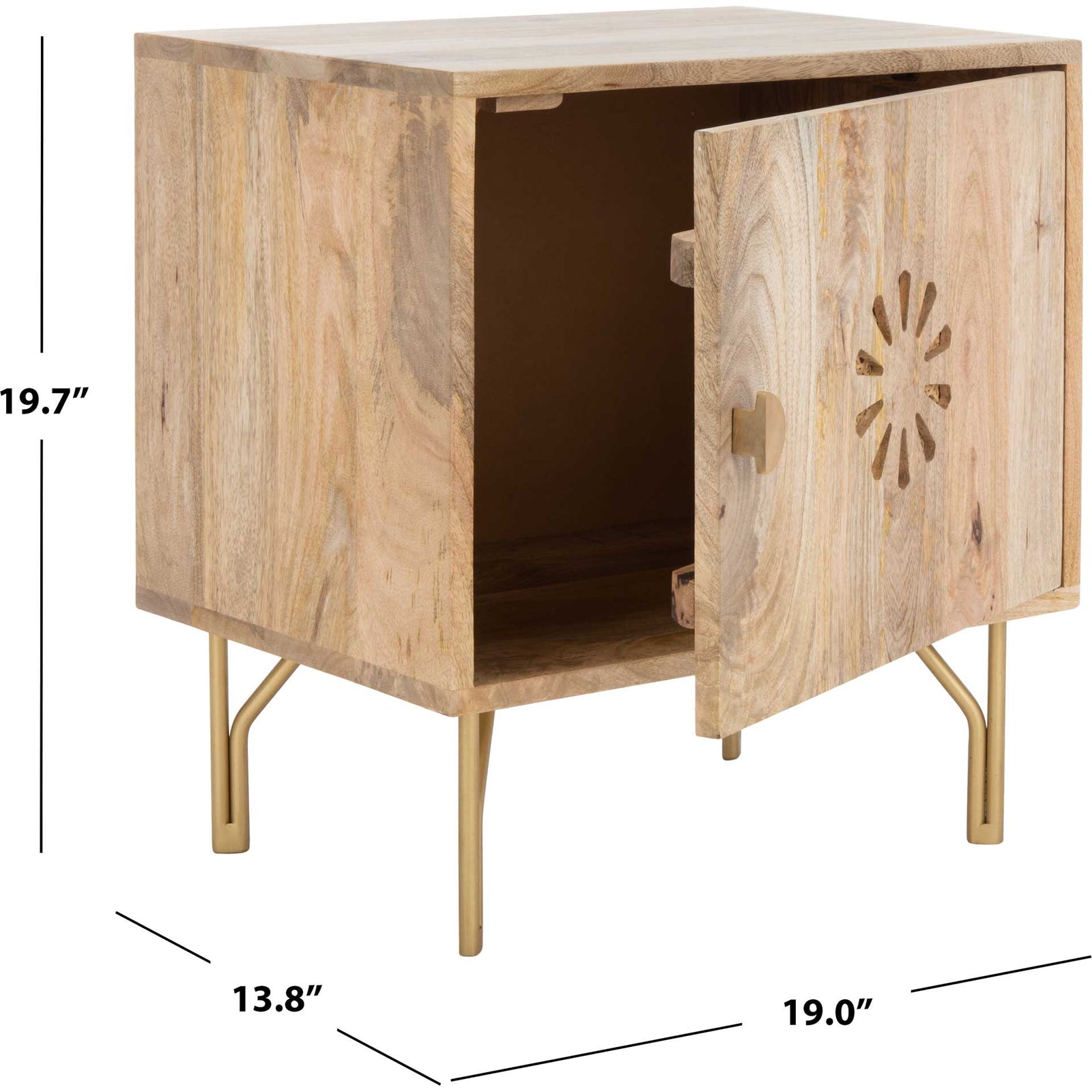 Flannery Nightstand Natural/Brass