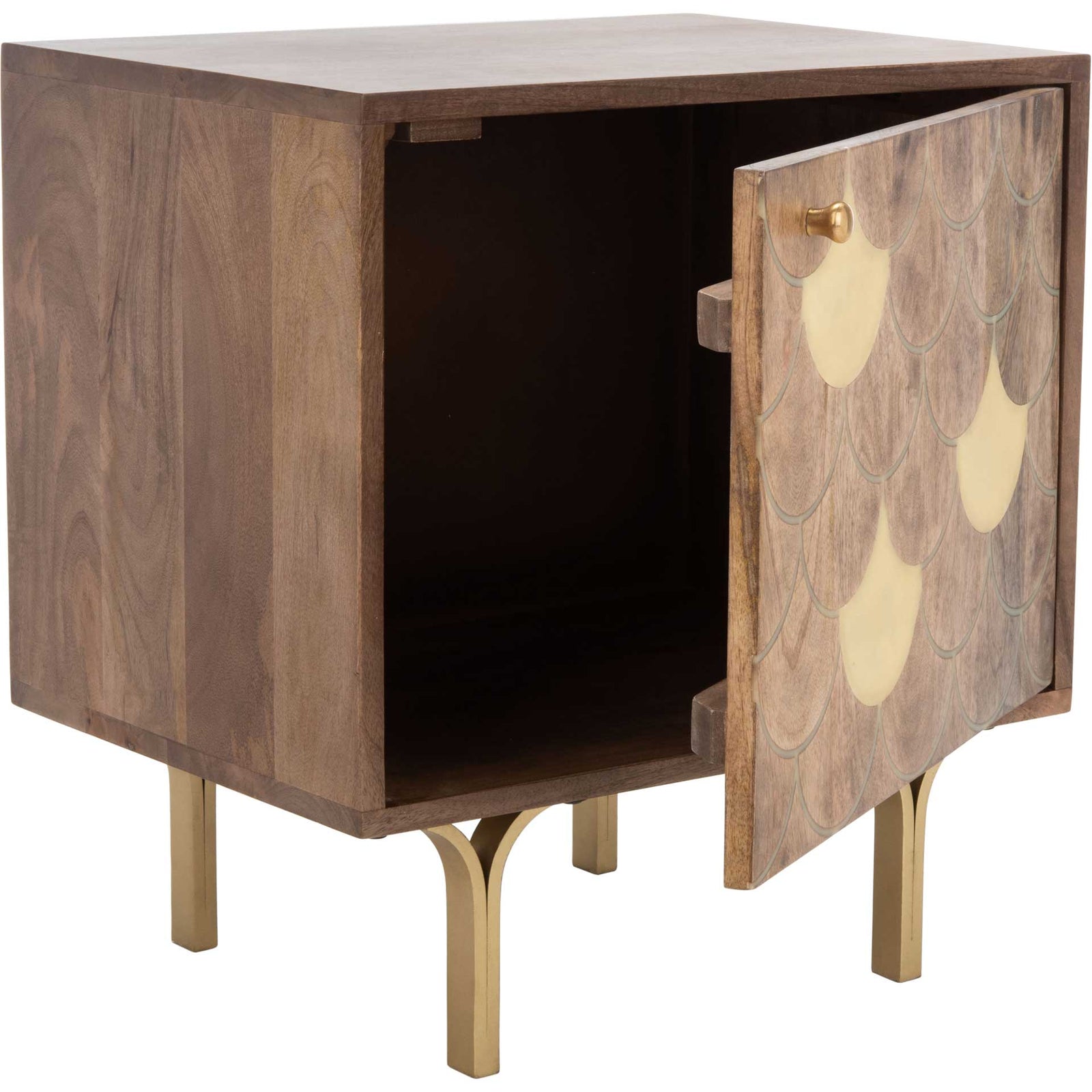 Cecily Nightstand Light Walnut/Brass