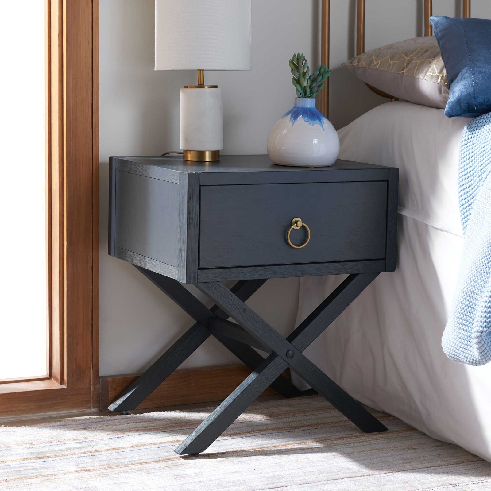 Odessa 1 Drawer Nightstand Navy