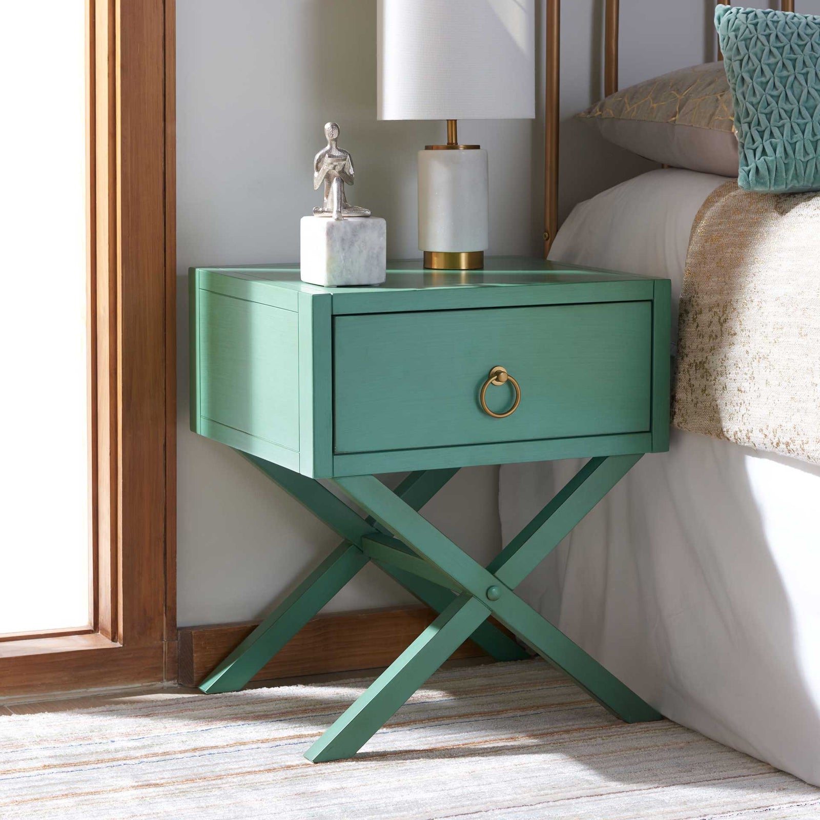 Odessa 1 Drawer Nightstand Turquoise