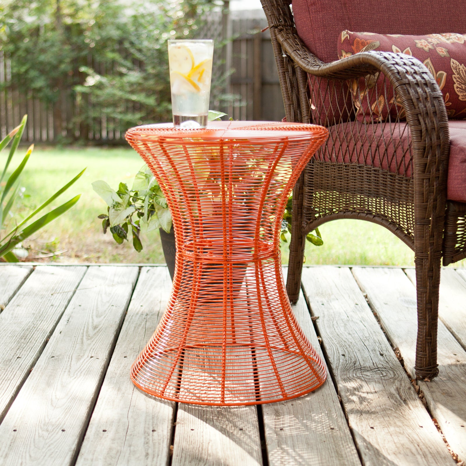 Contour Metal Accent Table Orange