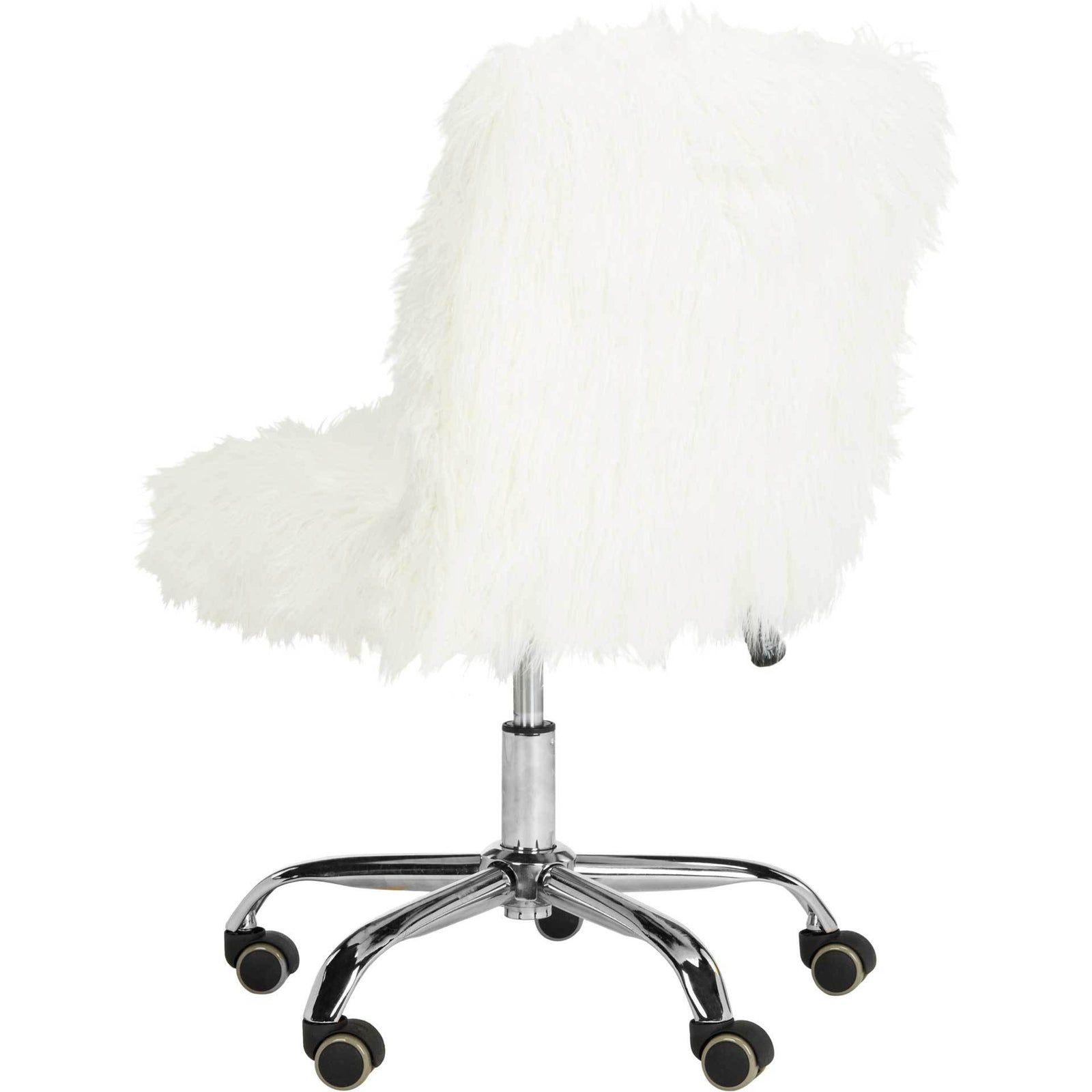 Whalen Faux Sheepskin Chrome Leg Swivel Chair