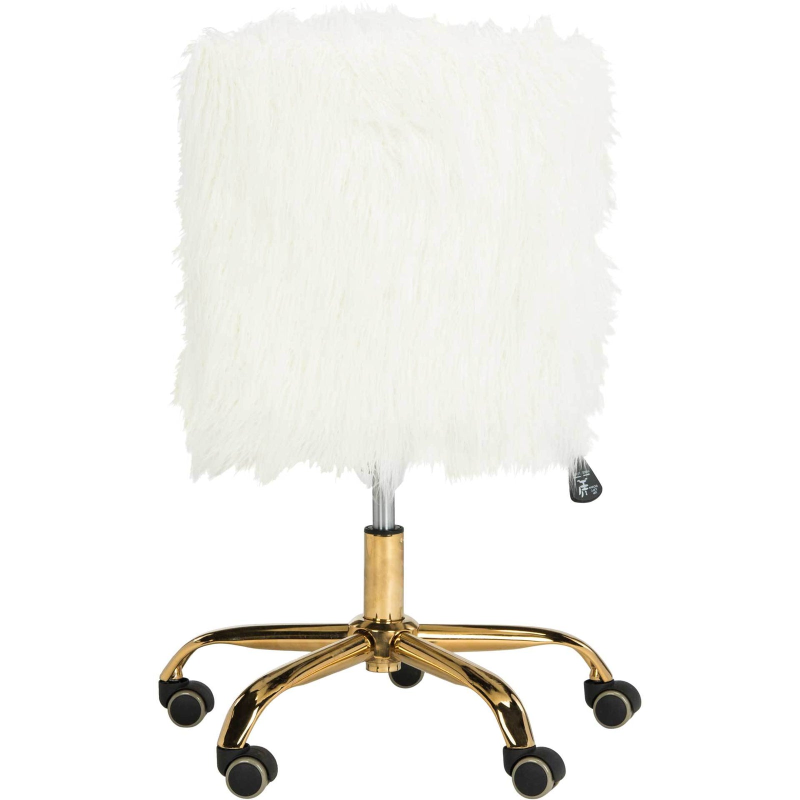 Whalen Faux Sheepskin Gold Leg Swivel Chair
