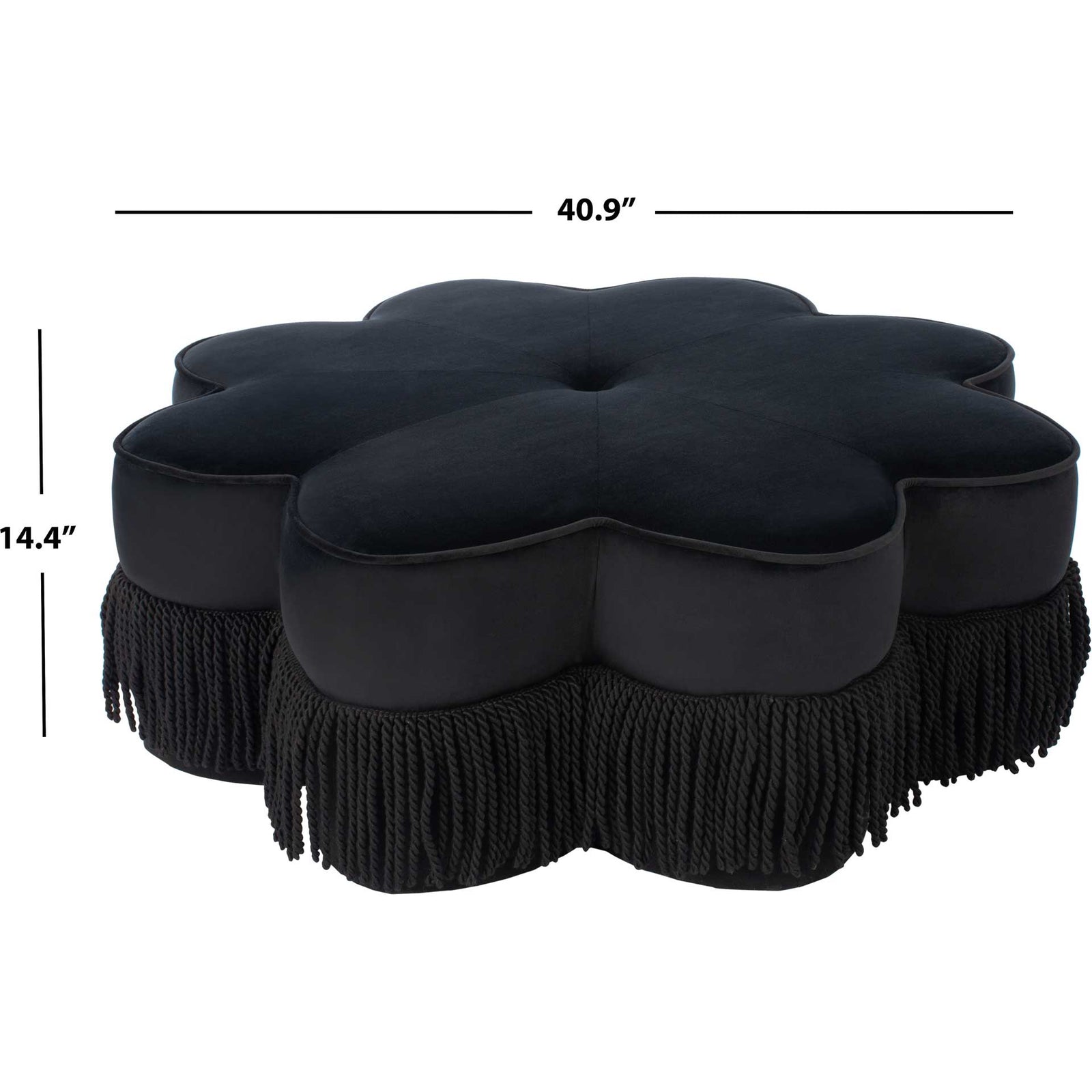 Tait Flower Ottoman Black