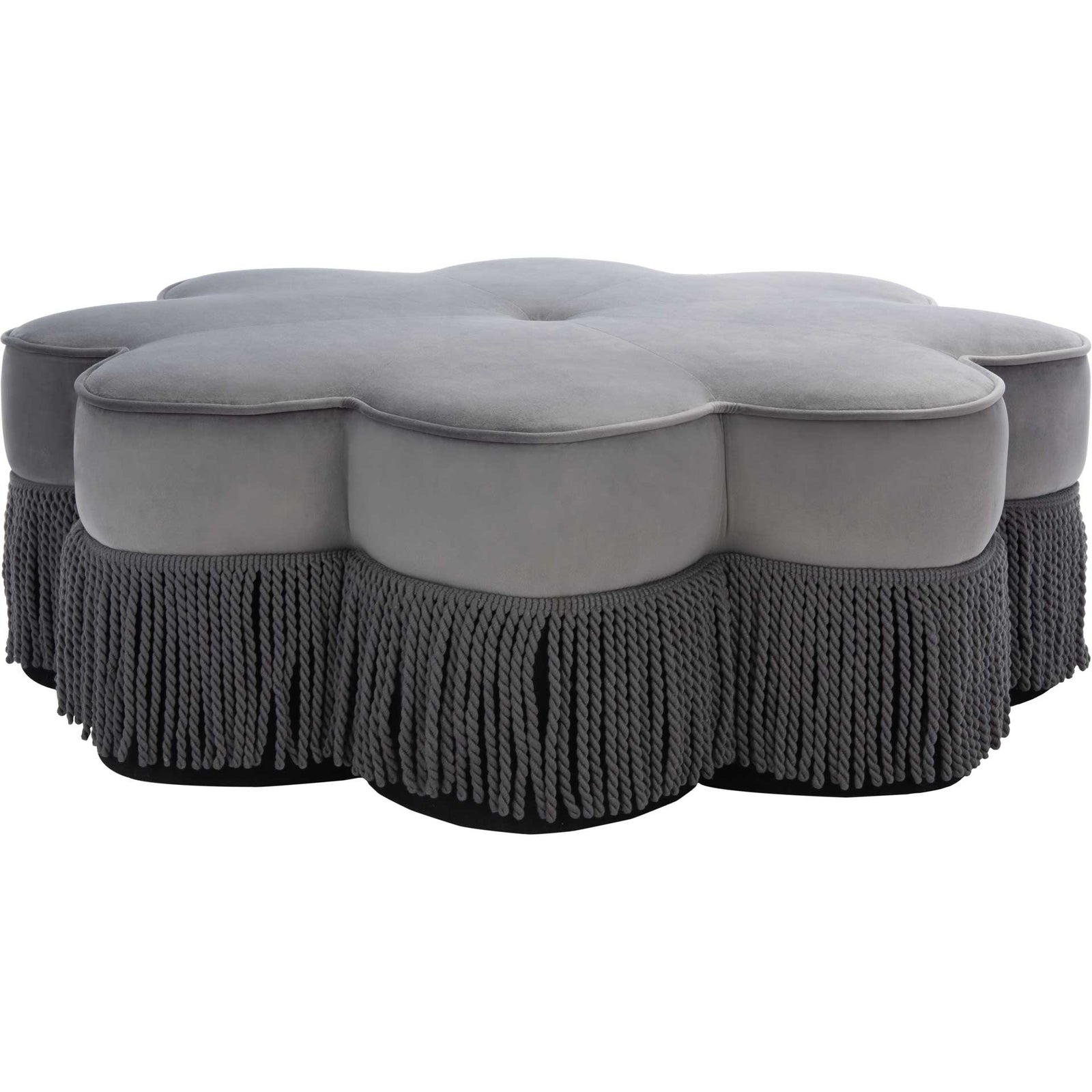 Tait Flower Ottoman Dark Gray