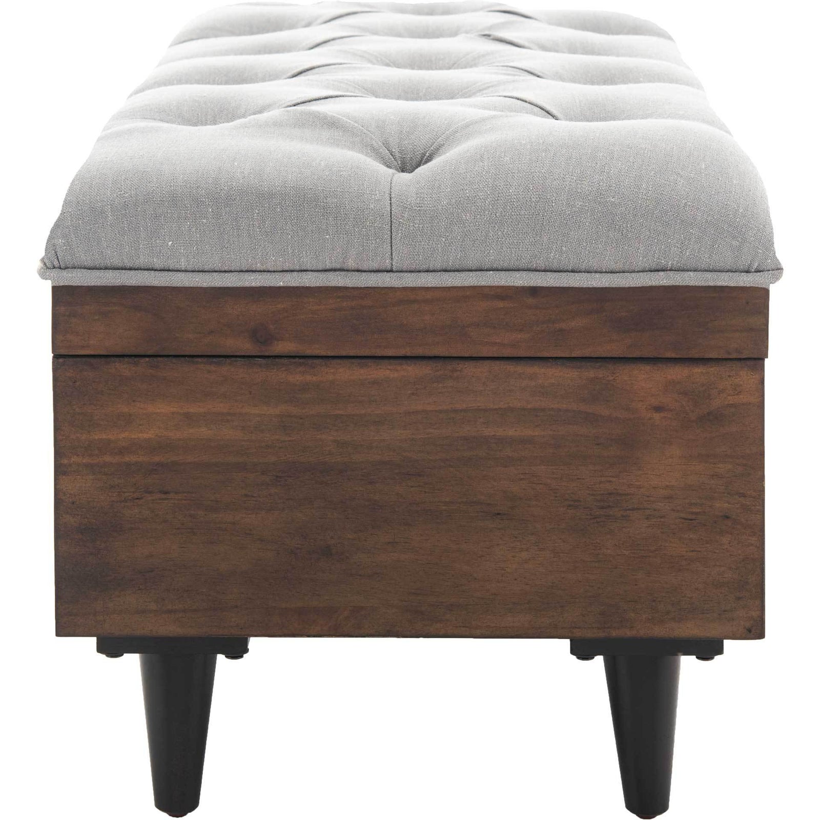 Lily Tufted Cocktail Ottoman Gray/Dark Oak