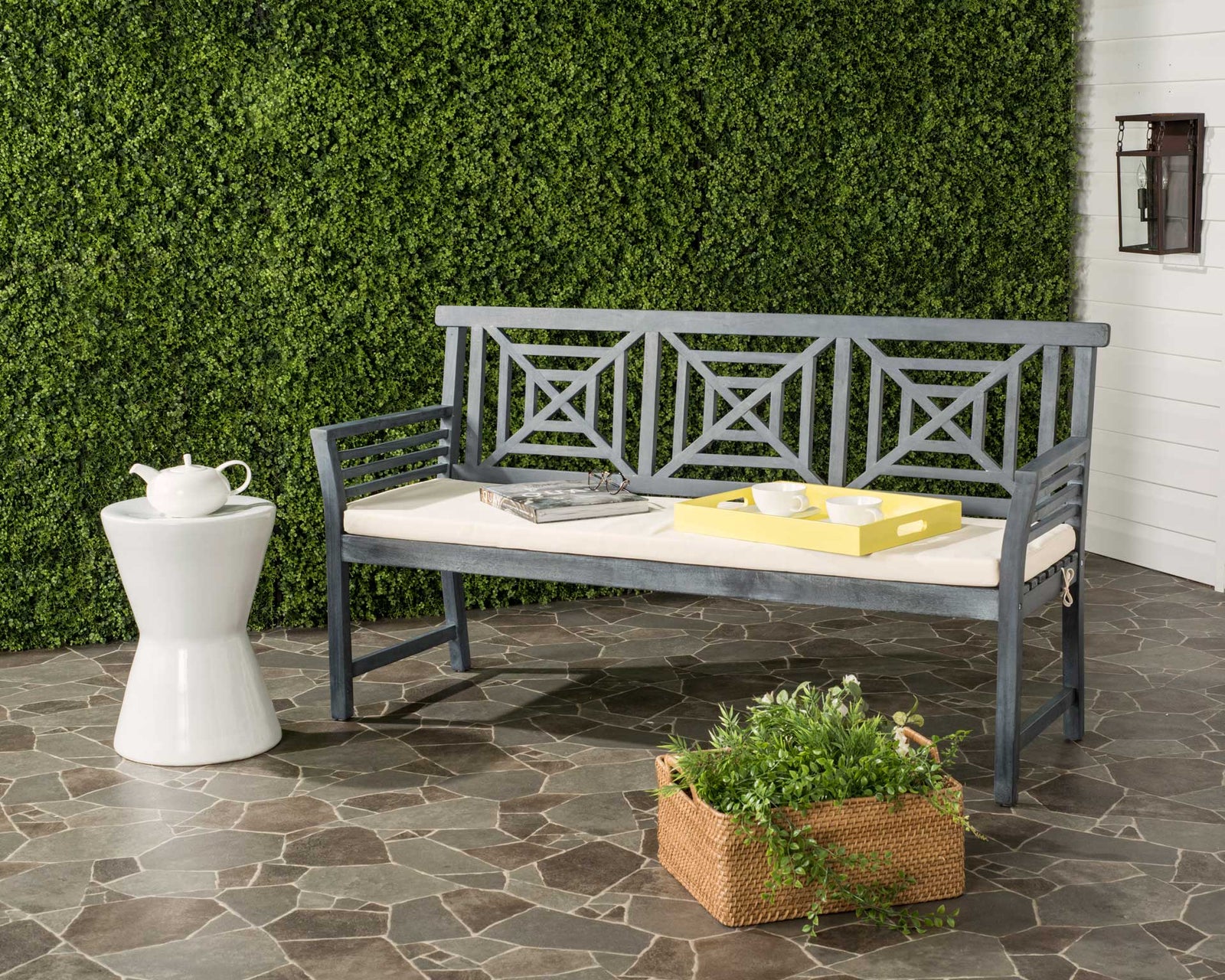 Deco Mar 3 Seat Bench Ash Gray/Beige