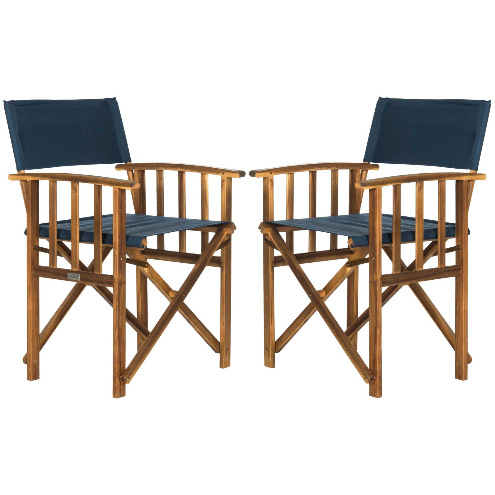Lachlyn Director Chair Teak/Navy (Set of 2)