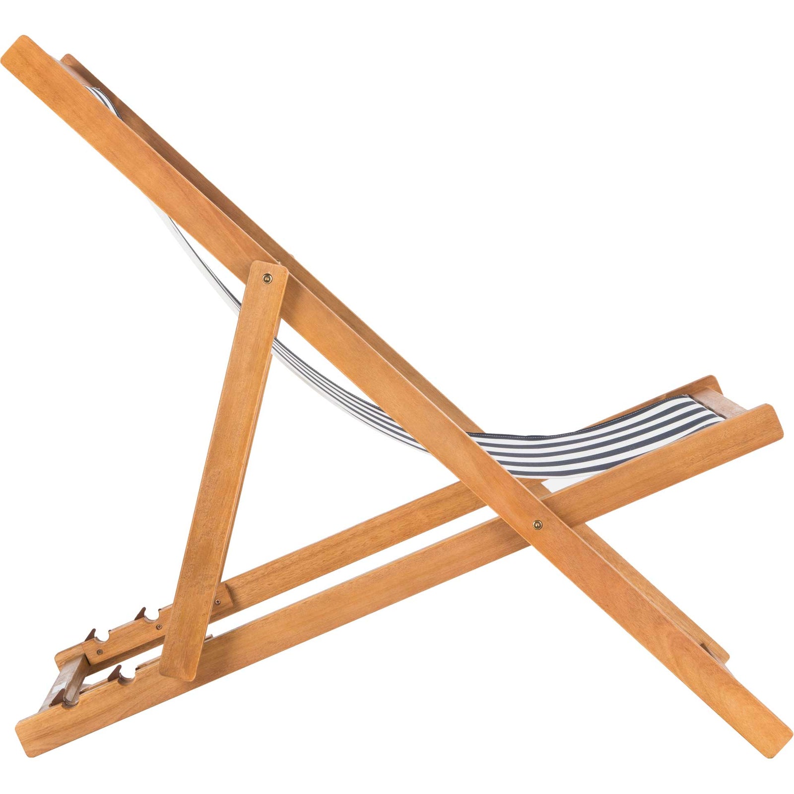 Lombardi Foldable Sling Chair Teak/Navy/White (Set of 2)