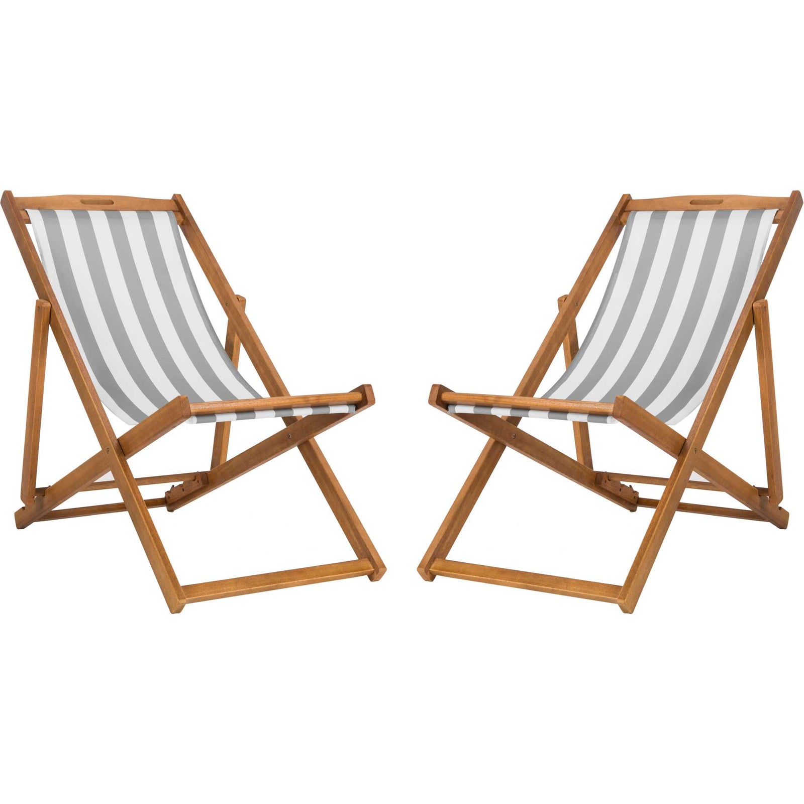 Lombardi Foldable Sling Chair Teak/Gray/White (Set of 2)