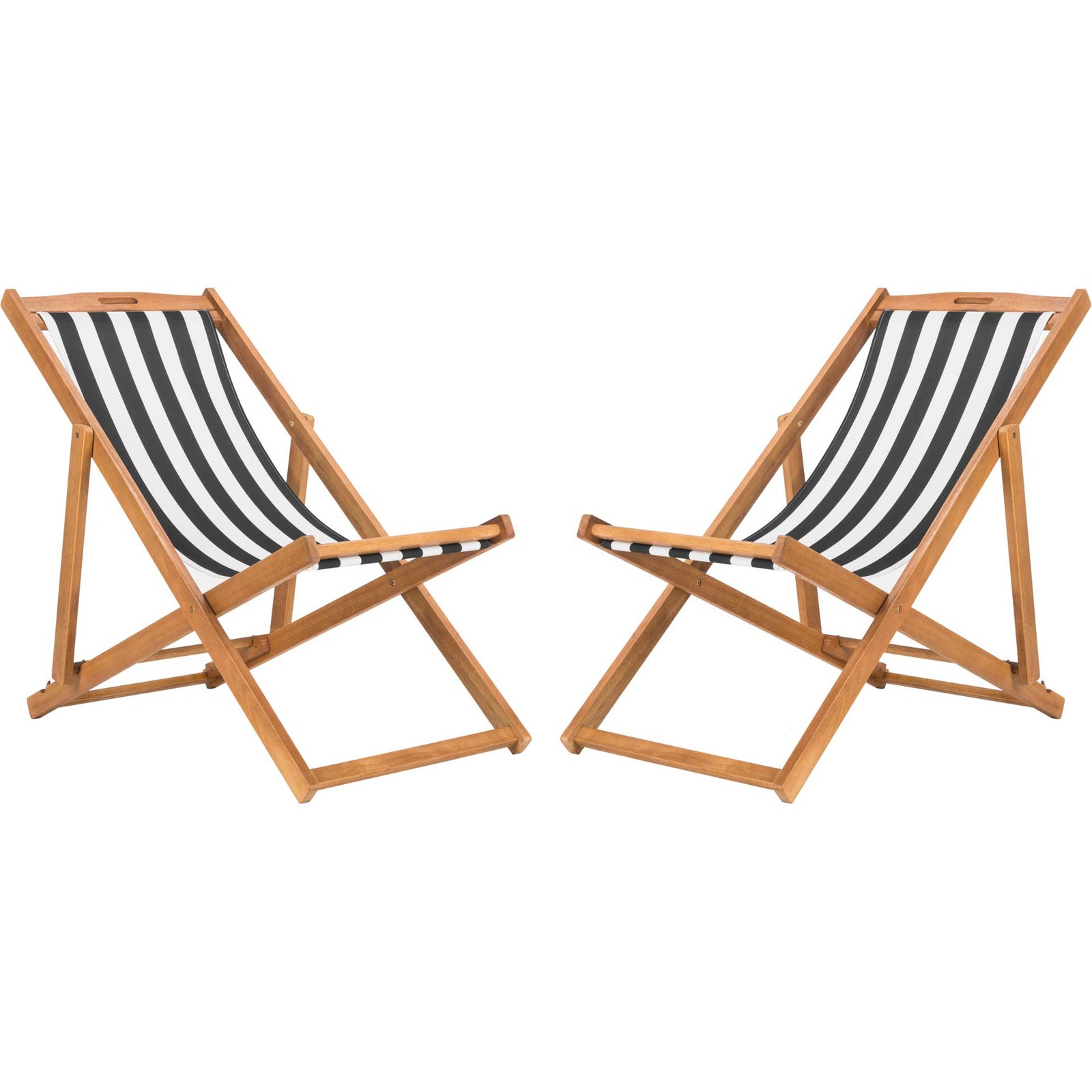 Lombardi Foldable Sling Chair Teak/Black/White (Set of 2)