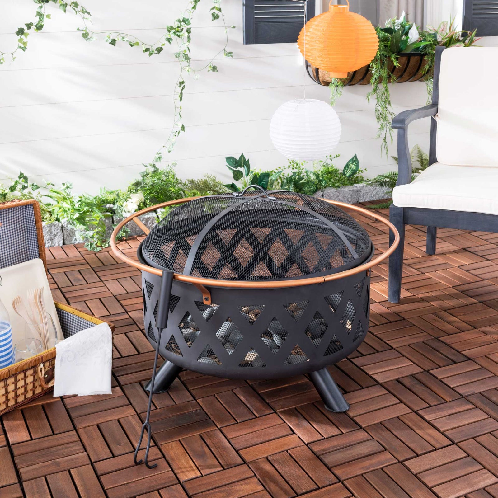 Brycen Round Fire Pit Copper/Black