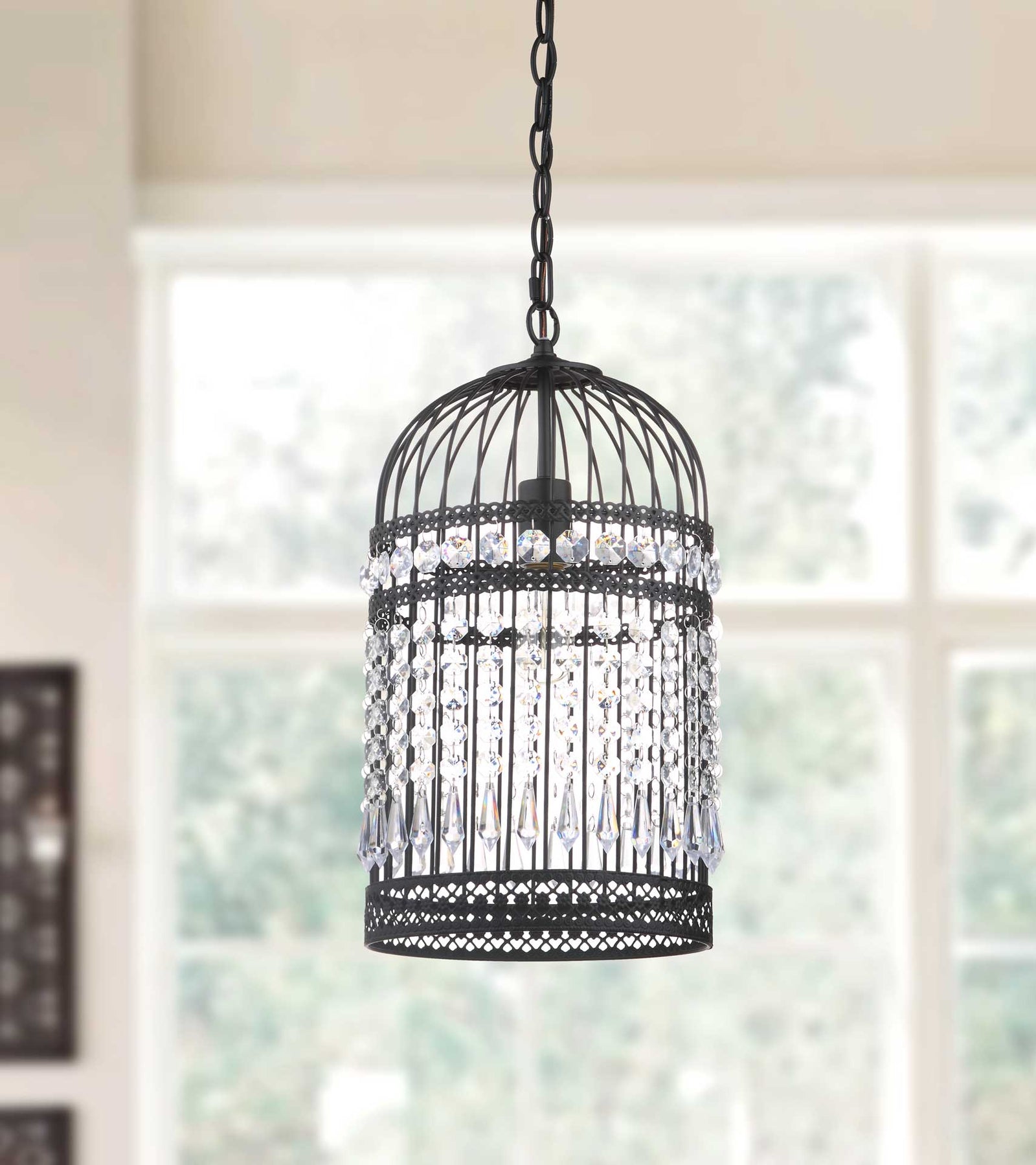 Eliana Bird Cage Adjustable Pendant Black