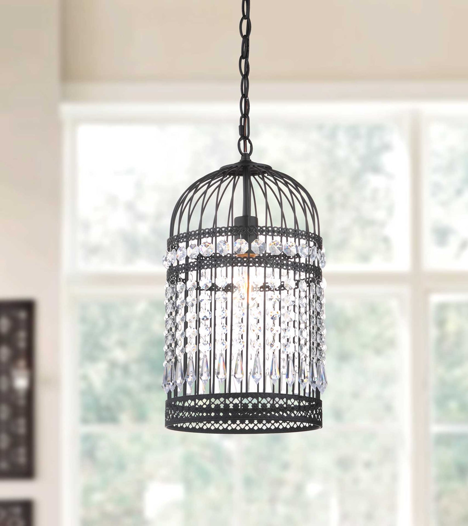 Eliana Bird Cage Adjustable Pendant Black