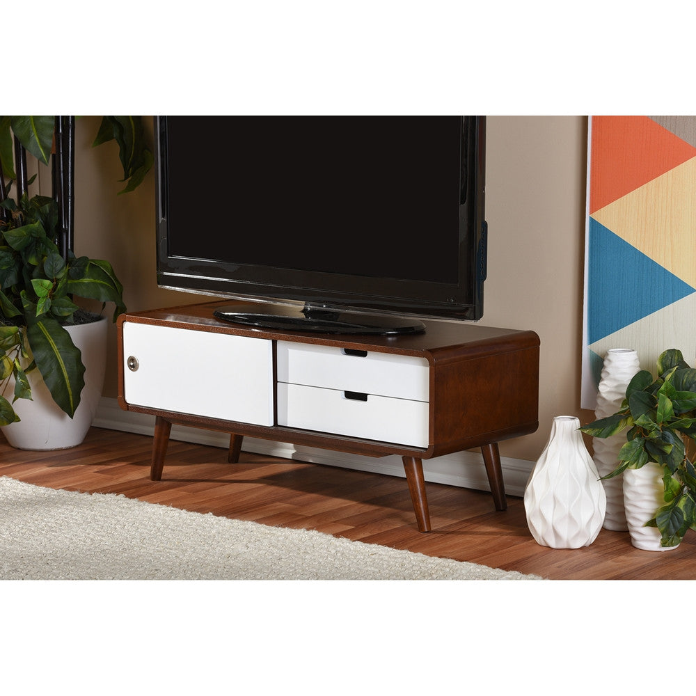 Arthus TV Cabinet White/Walnut