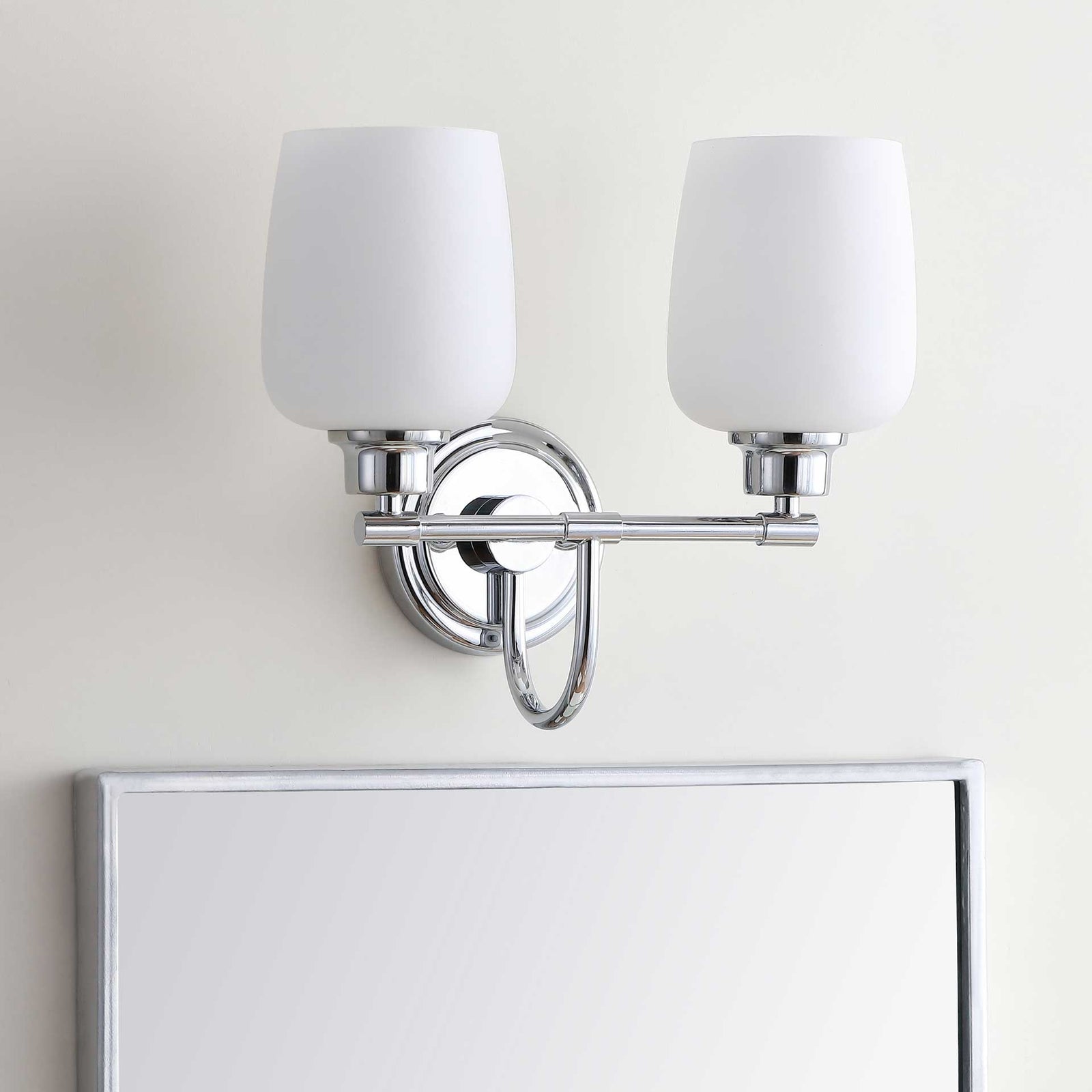 Raphael Two Light Bathroom Sconce Chrome