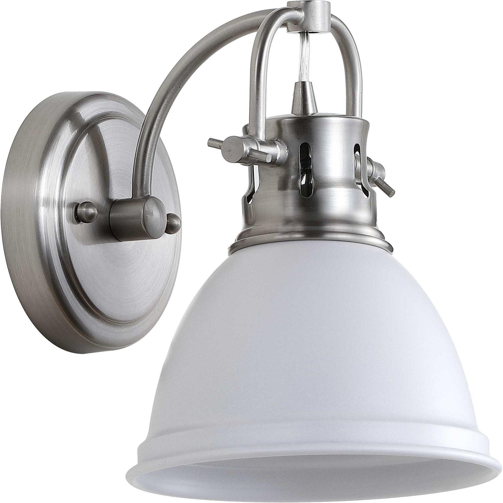 Landon Bathroom Sconce Brush Nickel/White