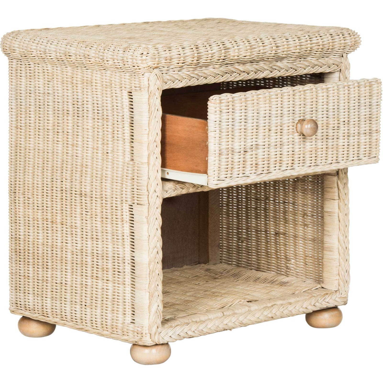 Addison Natural White Wash Wicker Nightstand