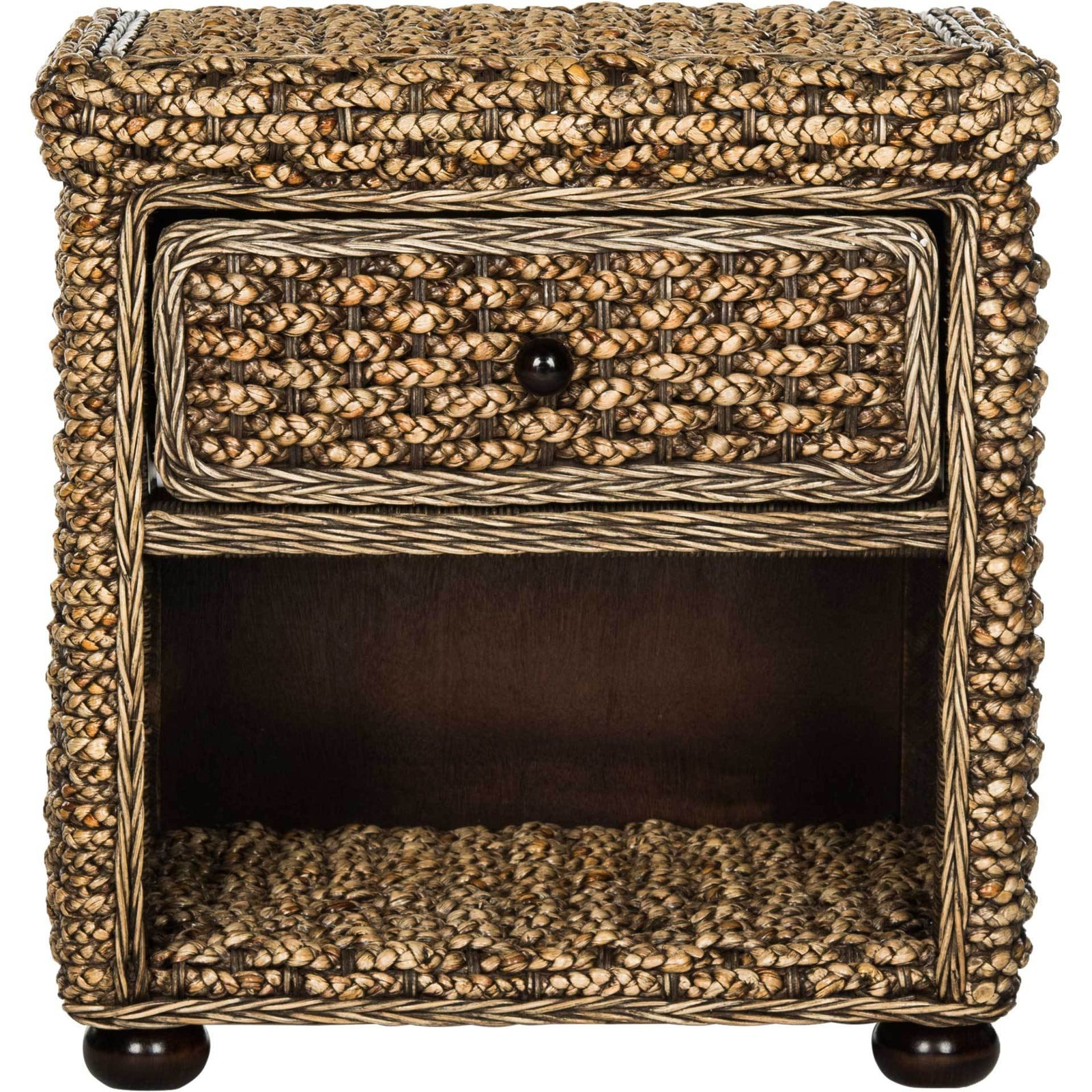 Mustafa Braided Brown Wash Wicker Nightstand