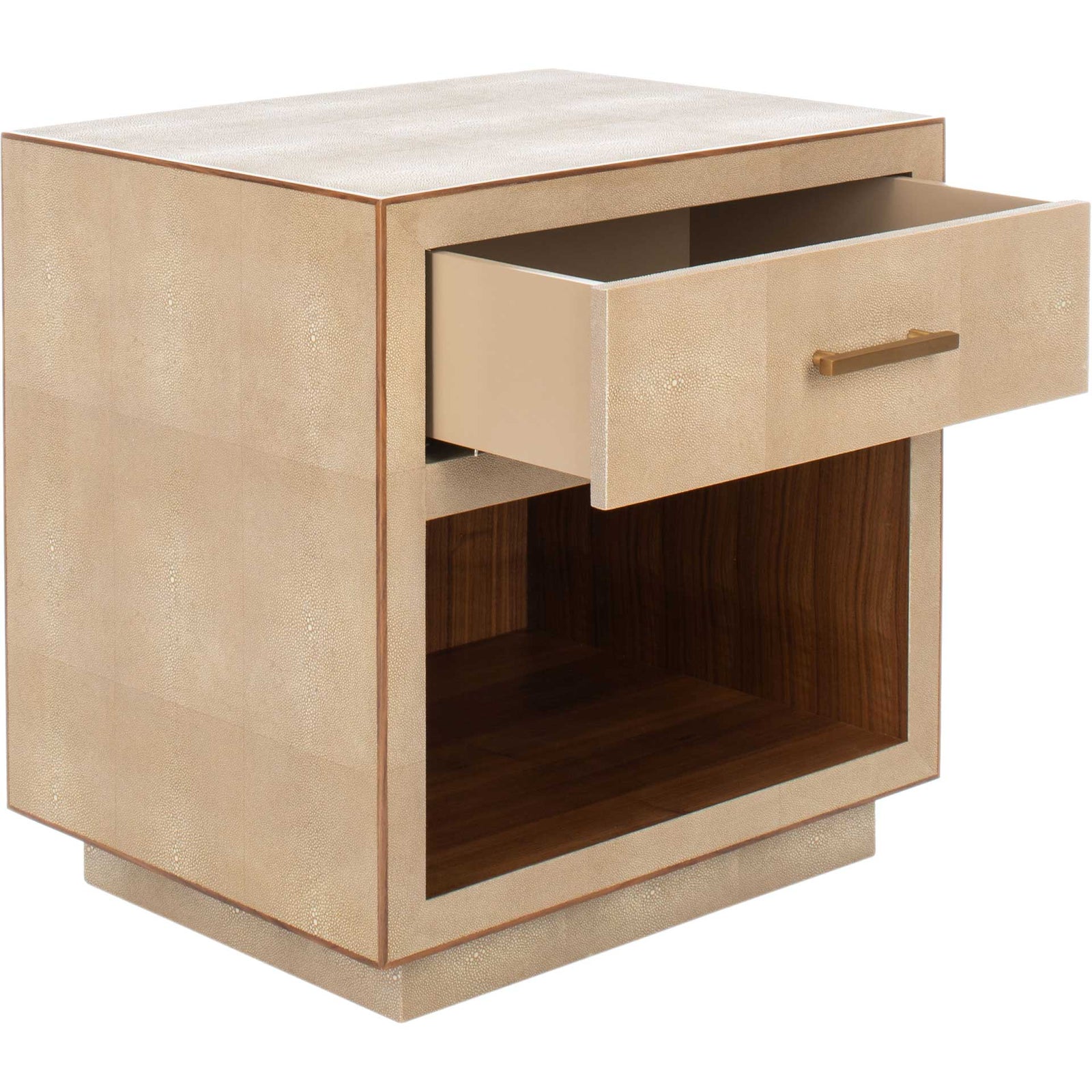 Malcolm Faux Shagreen Nightstand Beige