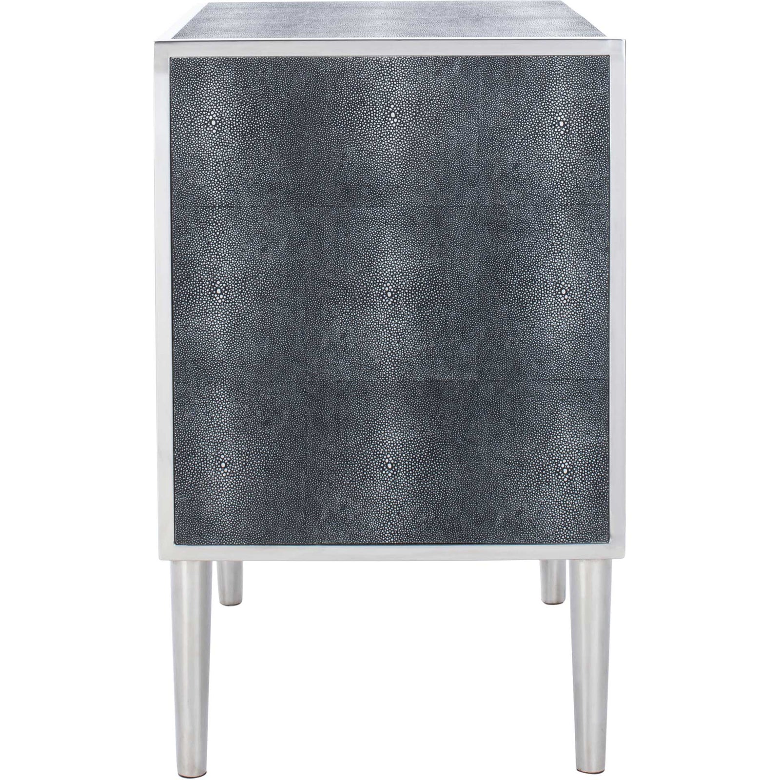Tanzania Faux Shagreen Nightstand Black/Silver