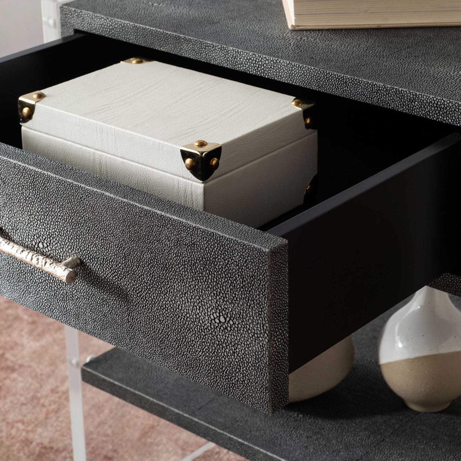 Kyler 1 Drawer Acrylic Nightstand Black