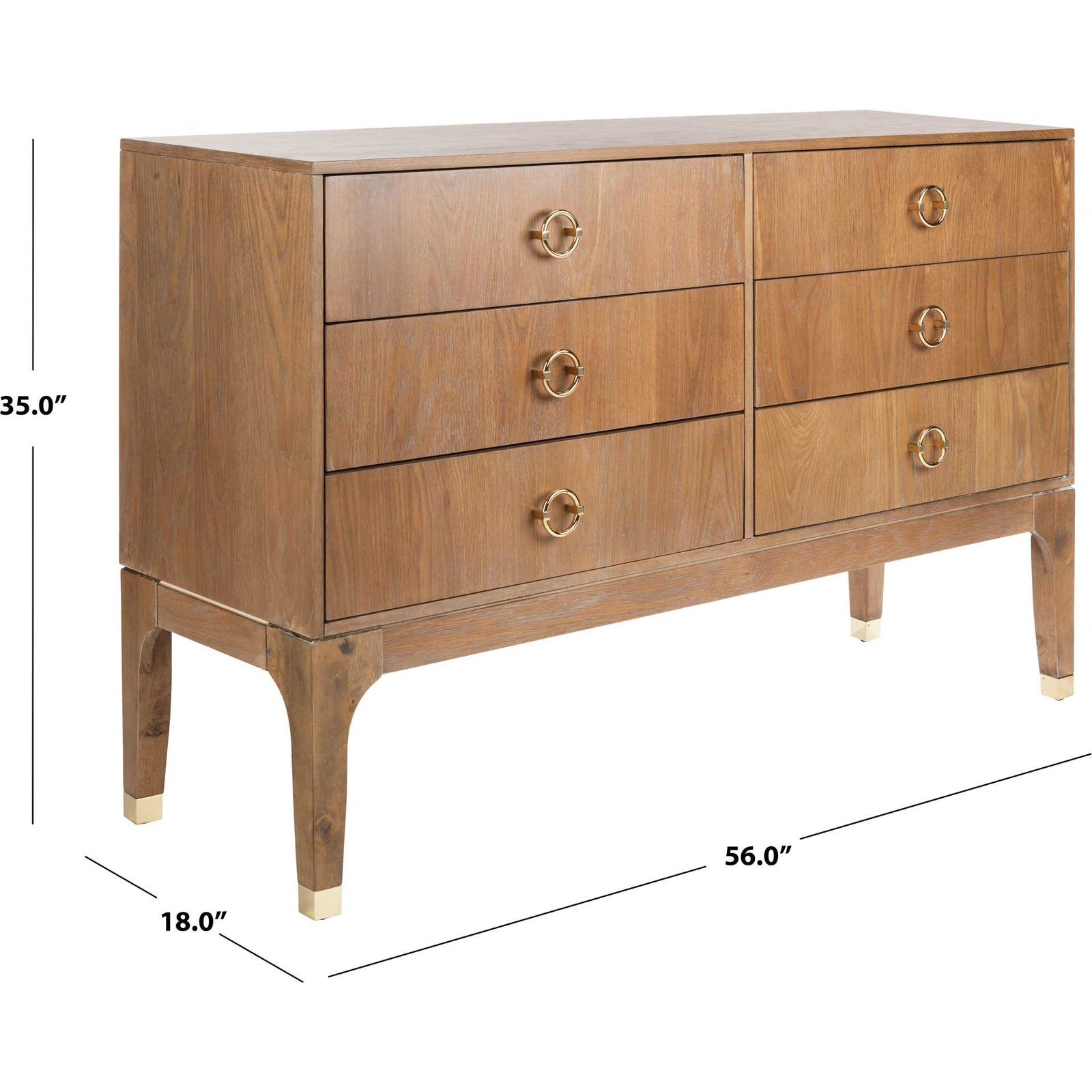 Lorenzo 6 Drawer Contemporary Dresser Rustic Oak