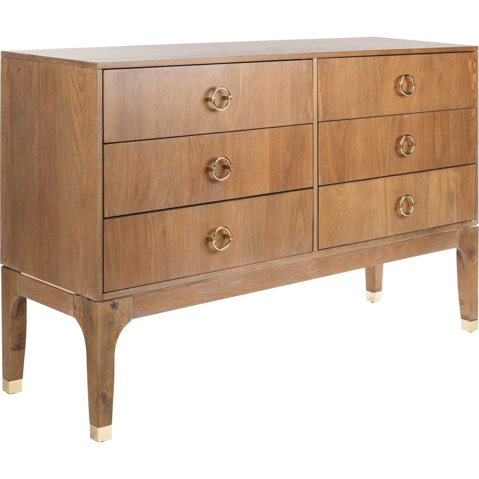 Lorenzo 6 Drawer Contemporary Dresser Rustic Oak