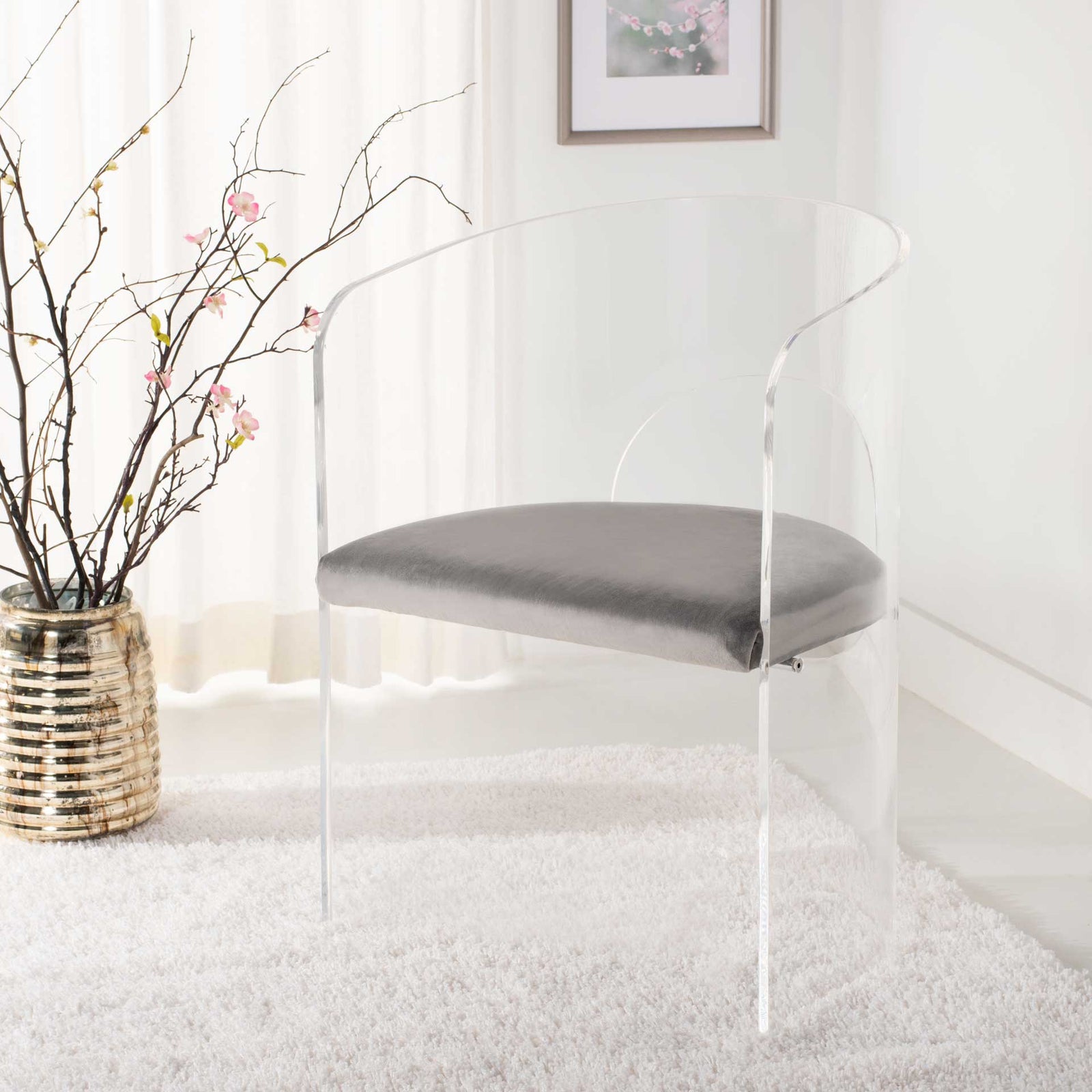 Esther Acrylic Accent Chair Clear/Gray