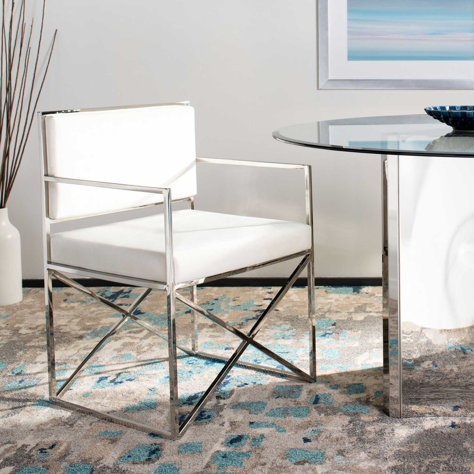 King Velvet Directors Chair White/Silver