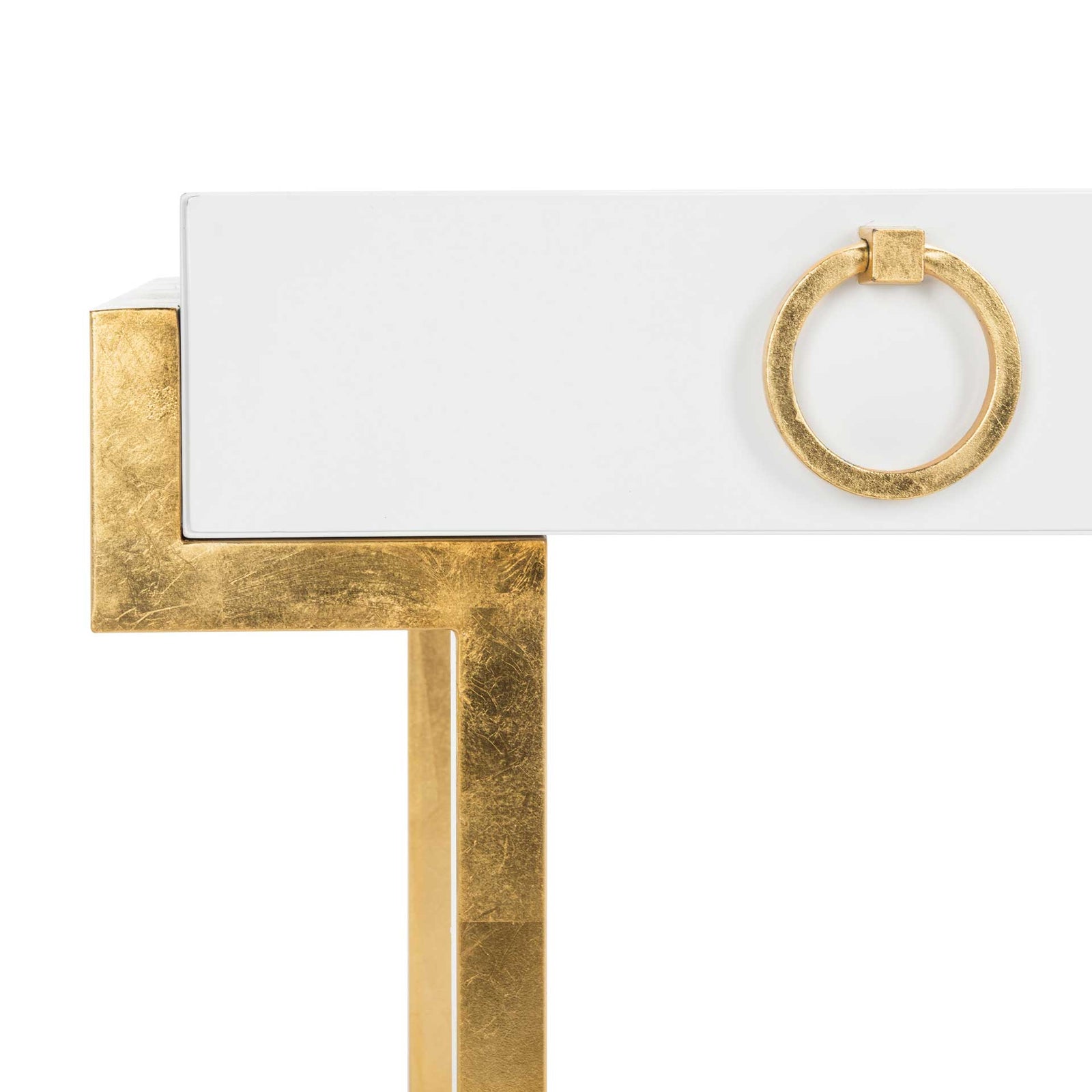 Maddison 2-Drawer Lacquer Desk White/Gold