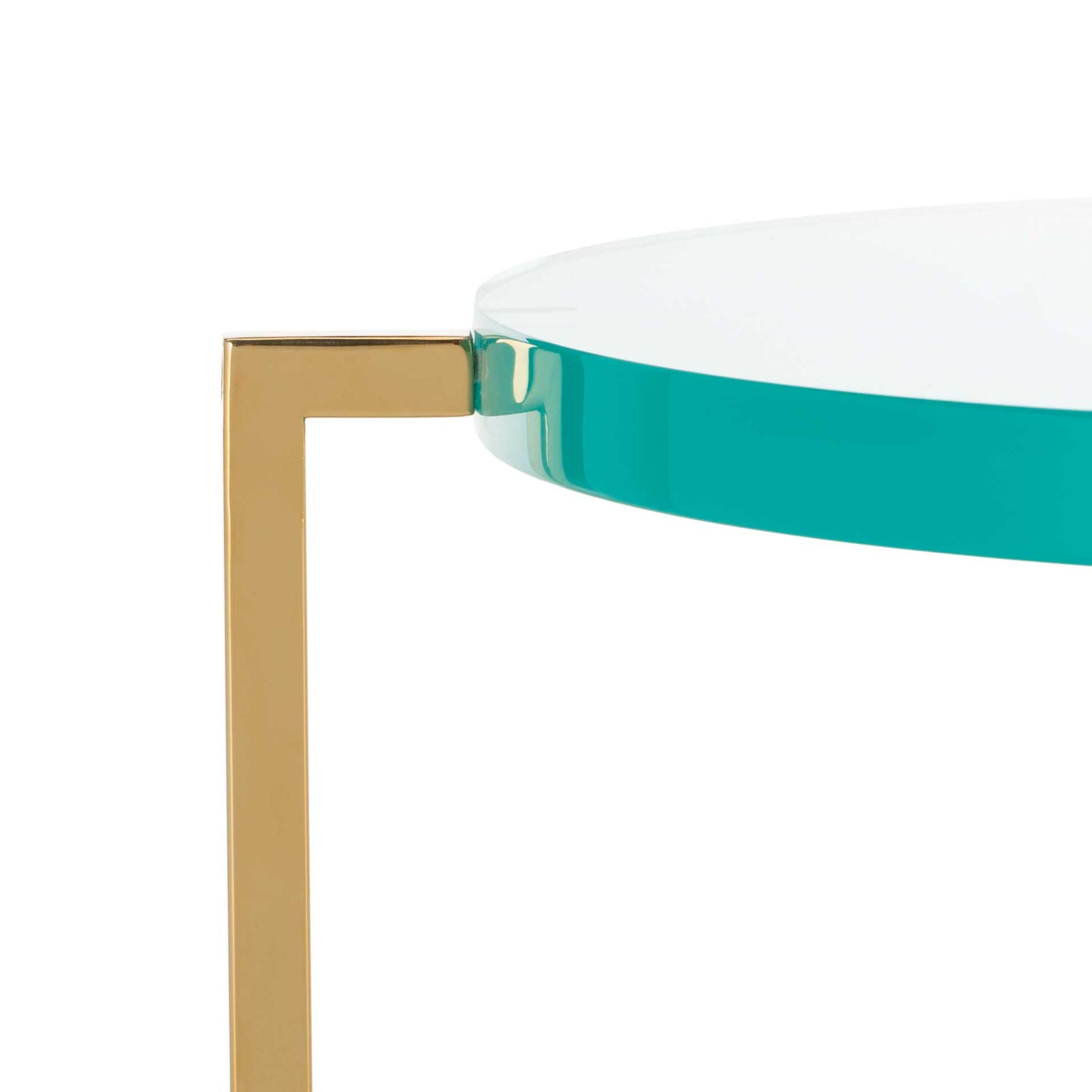 Placido Tall Round Acrylic End Table Sapphire/Gold