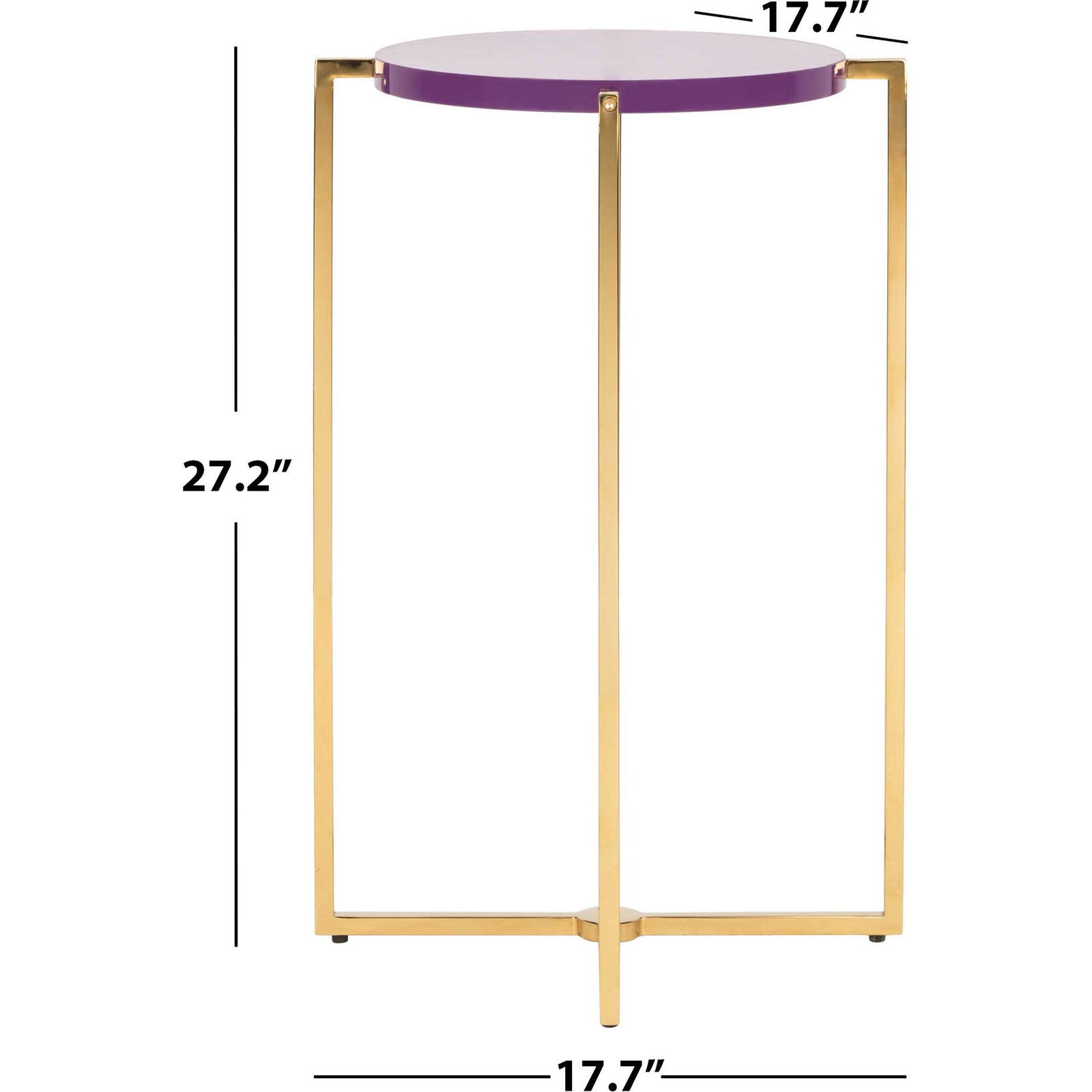 Placido Tall Round Acrylic End Table Amethyst/Gold