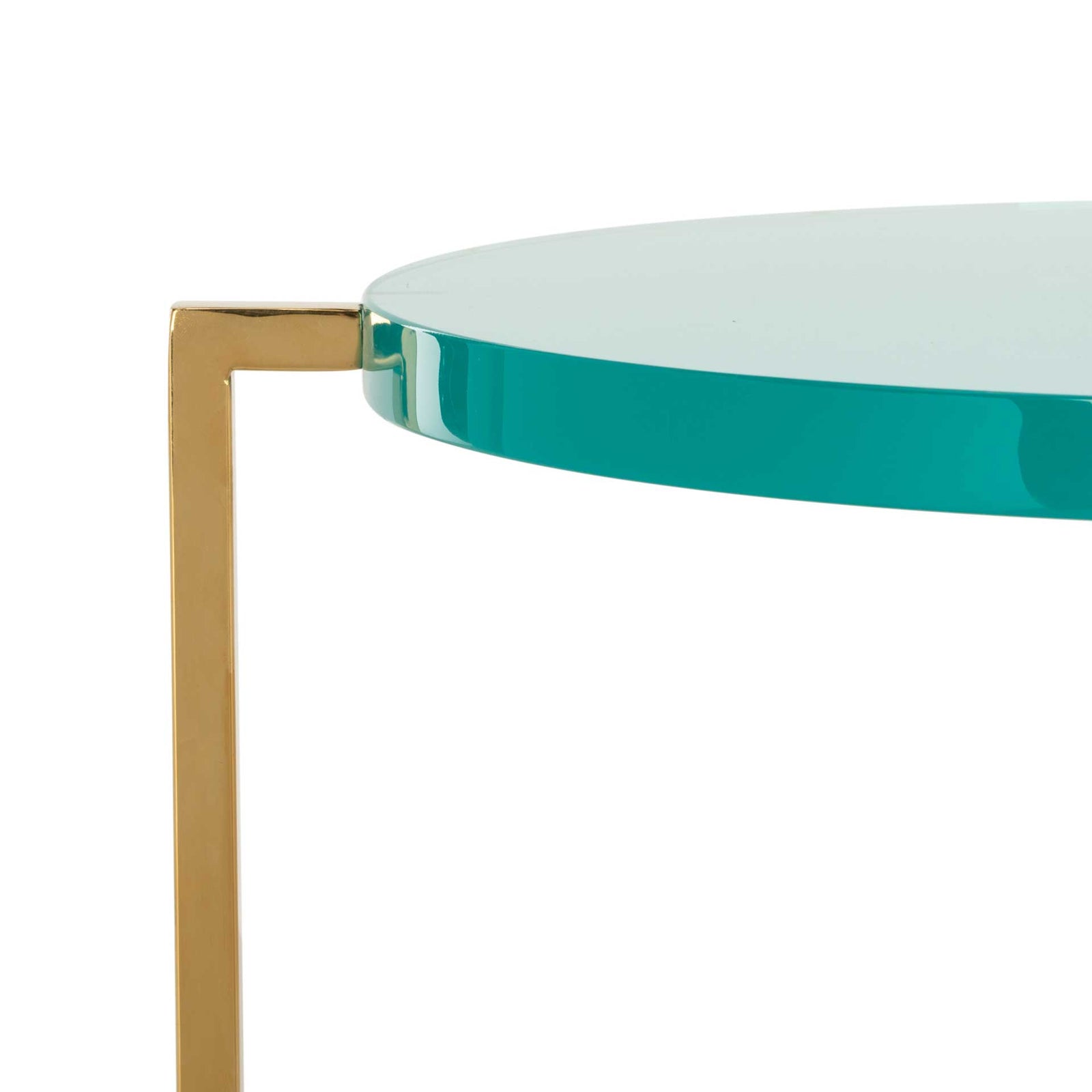 Placido Round Acrylic End Table Sapphire/Gold